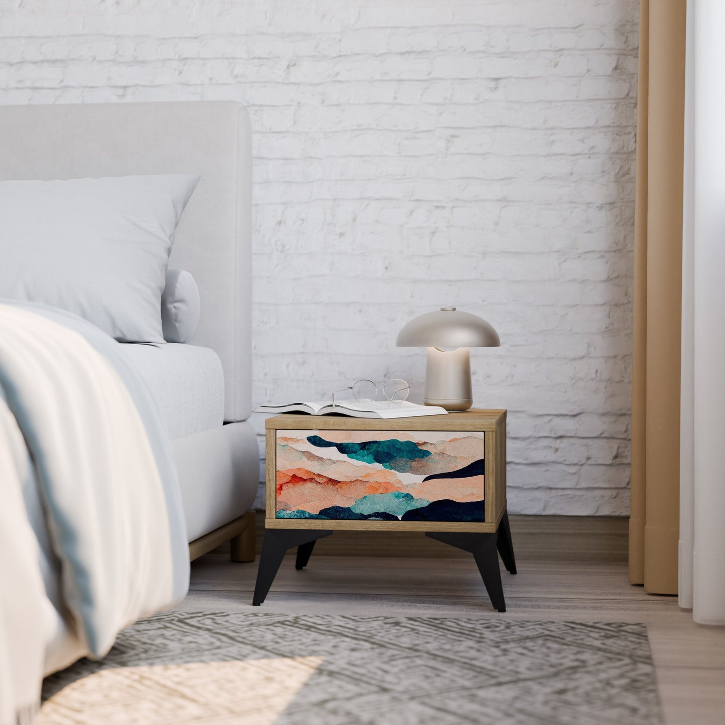 ASTRATTO LANDSCAPE Comodino in effetto rovere