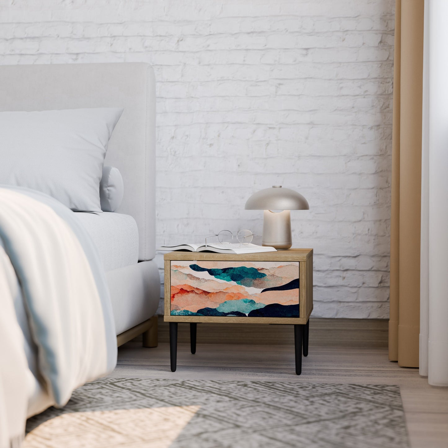 ASTRATTO LANDSCAPE Comodino in effetto rovere