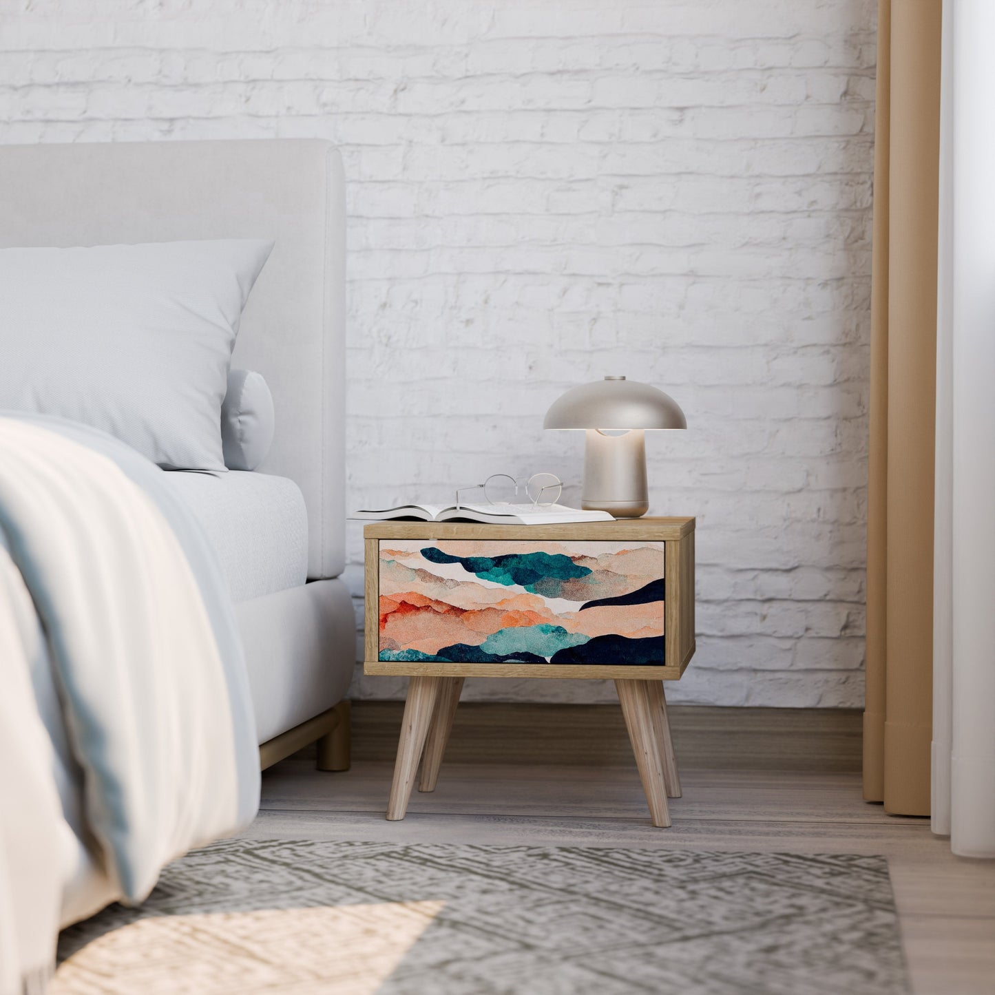 ASTRATTO LANDSCAPE Comodino in effetto rovere