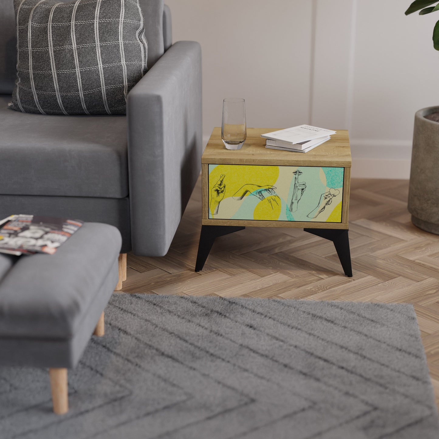 BODY LANGUAGE Comodino in effetto rovere