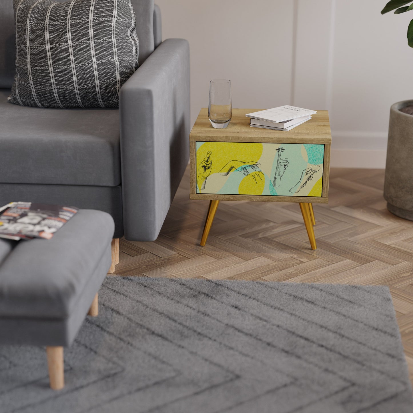 BODY LANGUAGE Comodino in effetto rovere