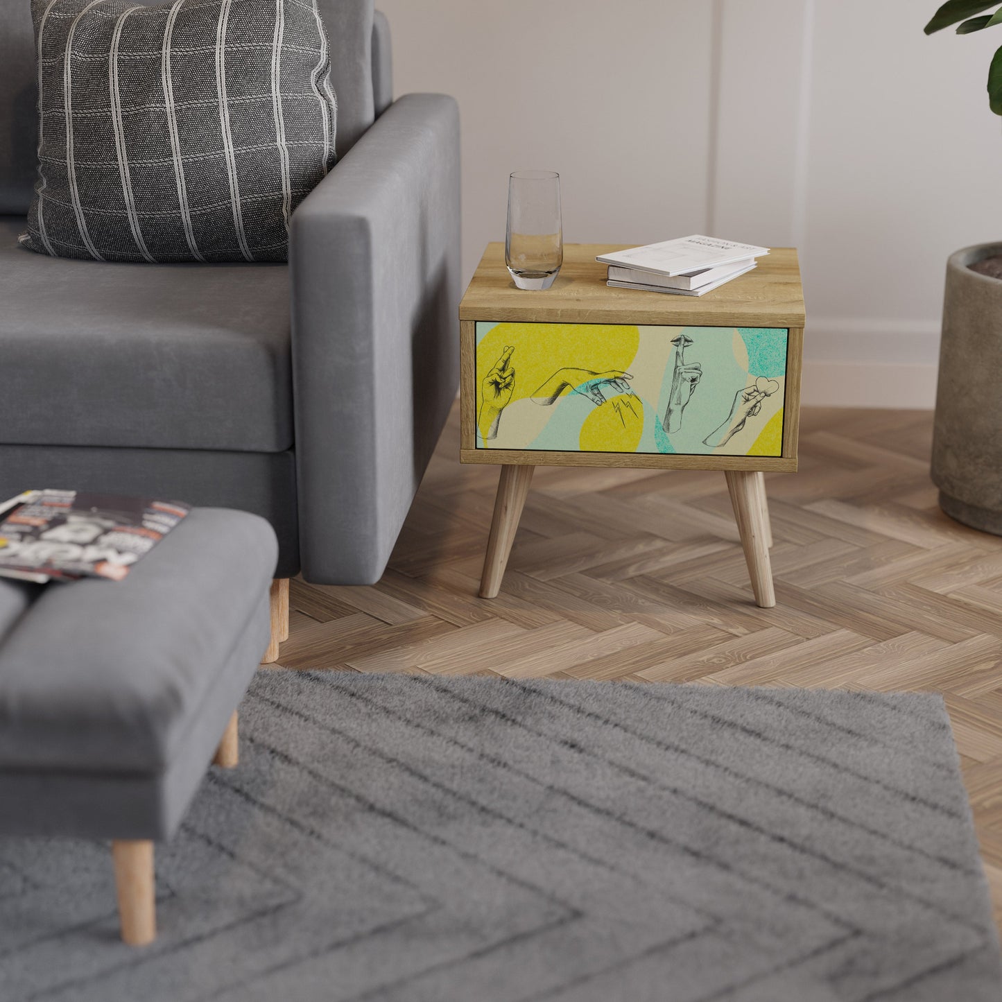 BODY LANGUAGE Comodino in effetto rovere