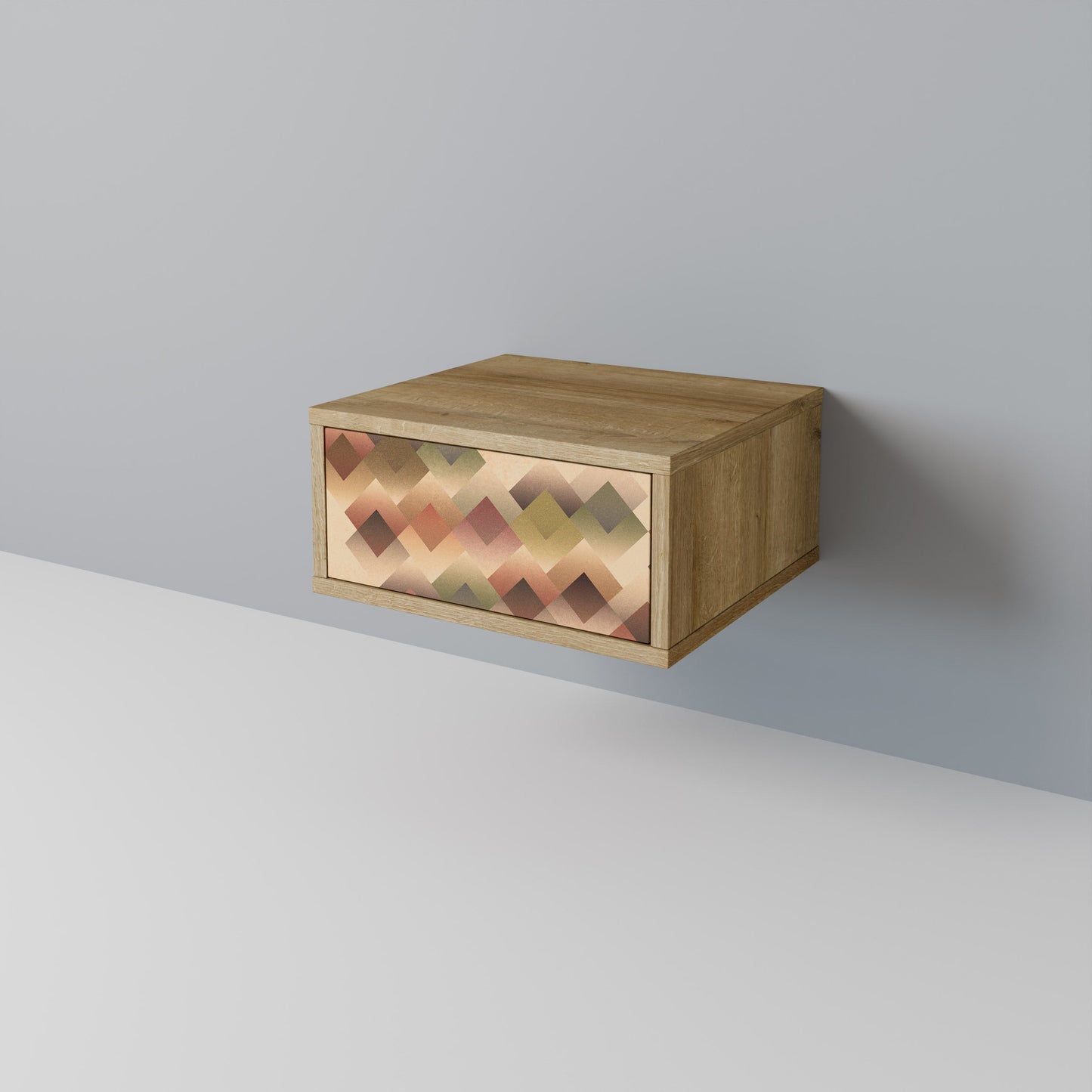 Comodino GEOMETRIC FUSION in effetto rovere