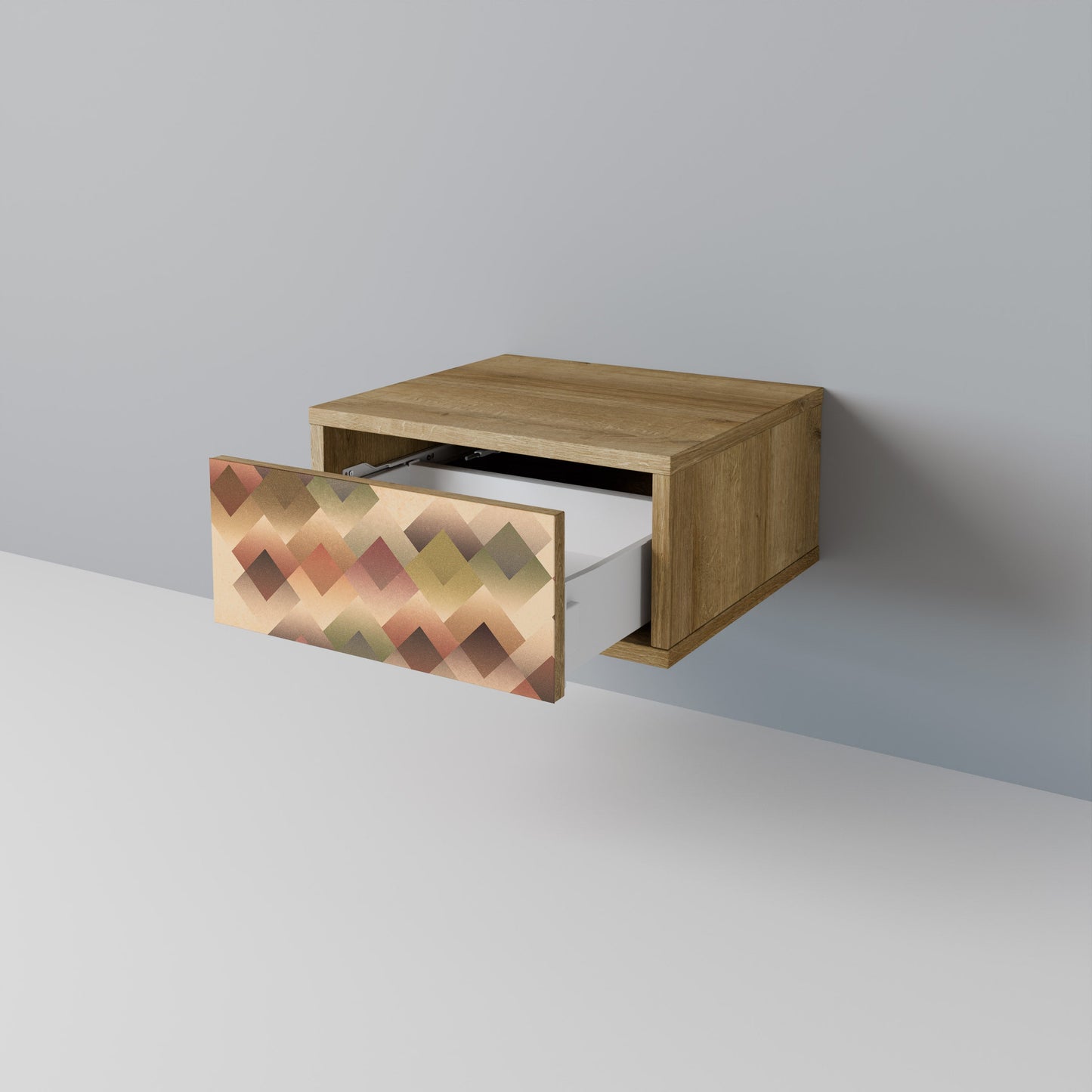 Comodino GEOMETRIC FUSION in effetto rovere