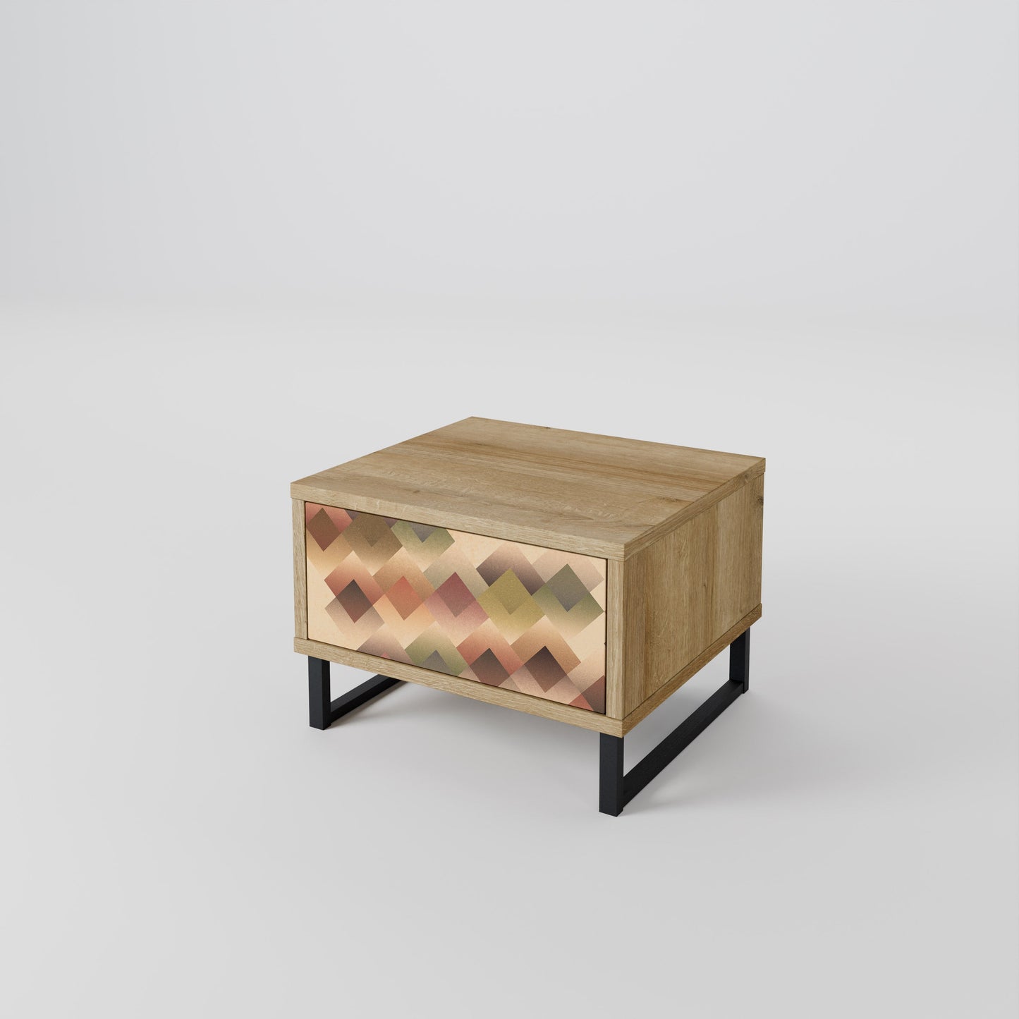 Comodino GEOMETRIC FUSION in effetto rovere