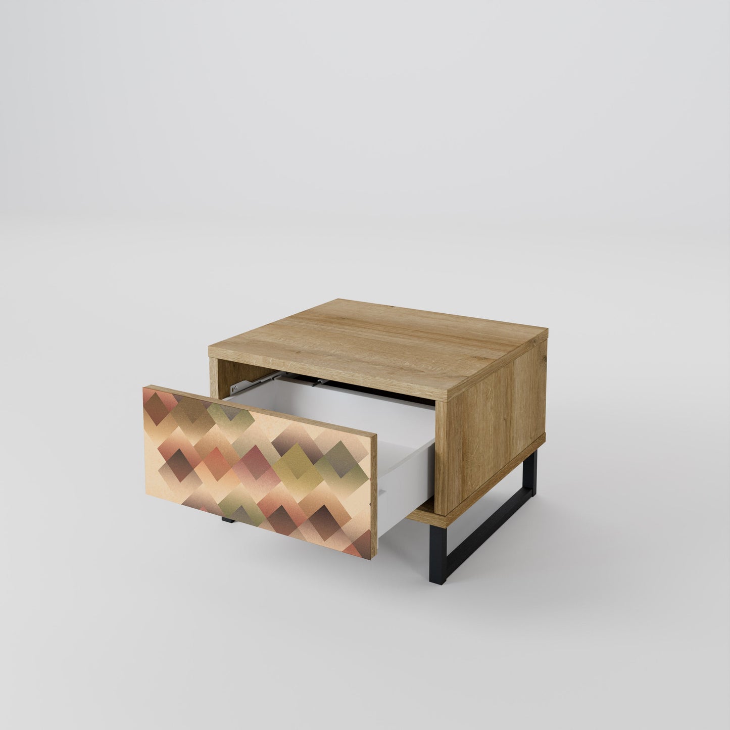 Comodino GEOMETRIC FUSION in effetto rovere