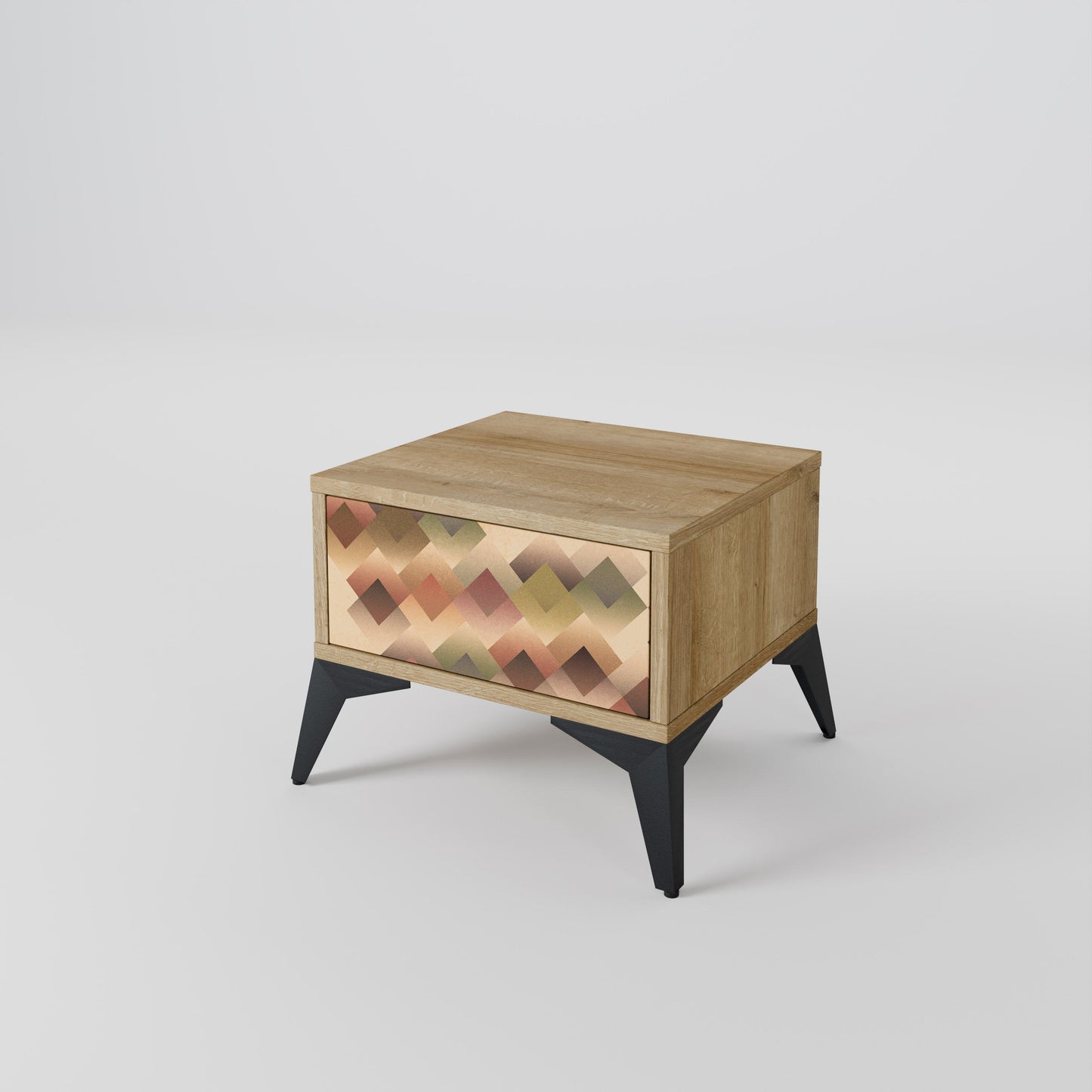 Comodino GEOMETRIC FUSION in effetto rovere