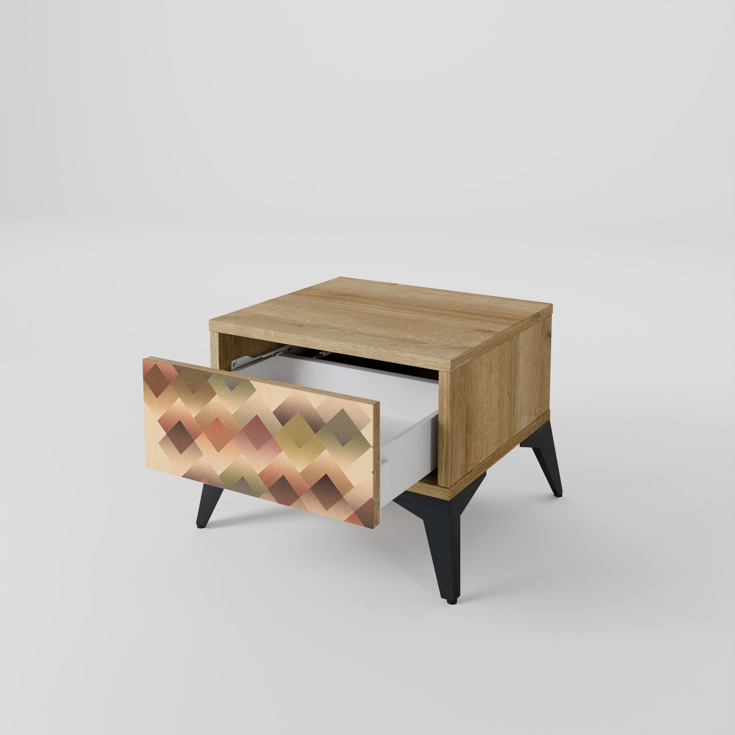 Comodino GEOMETRIC FUSION in effetto rovere