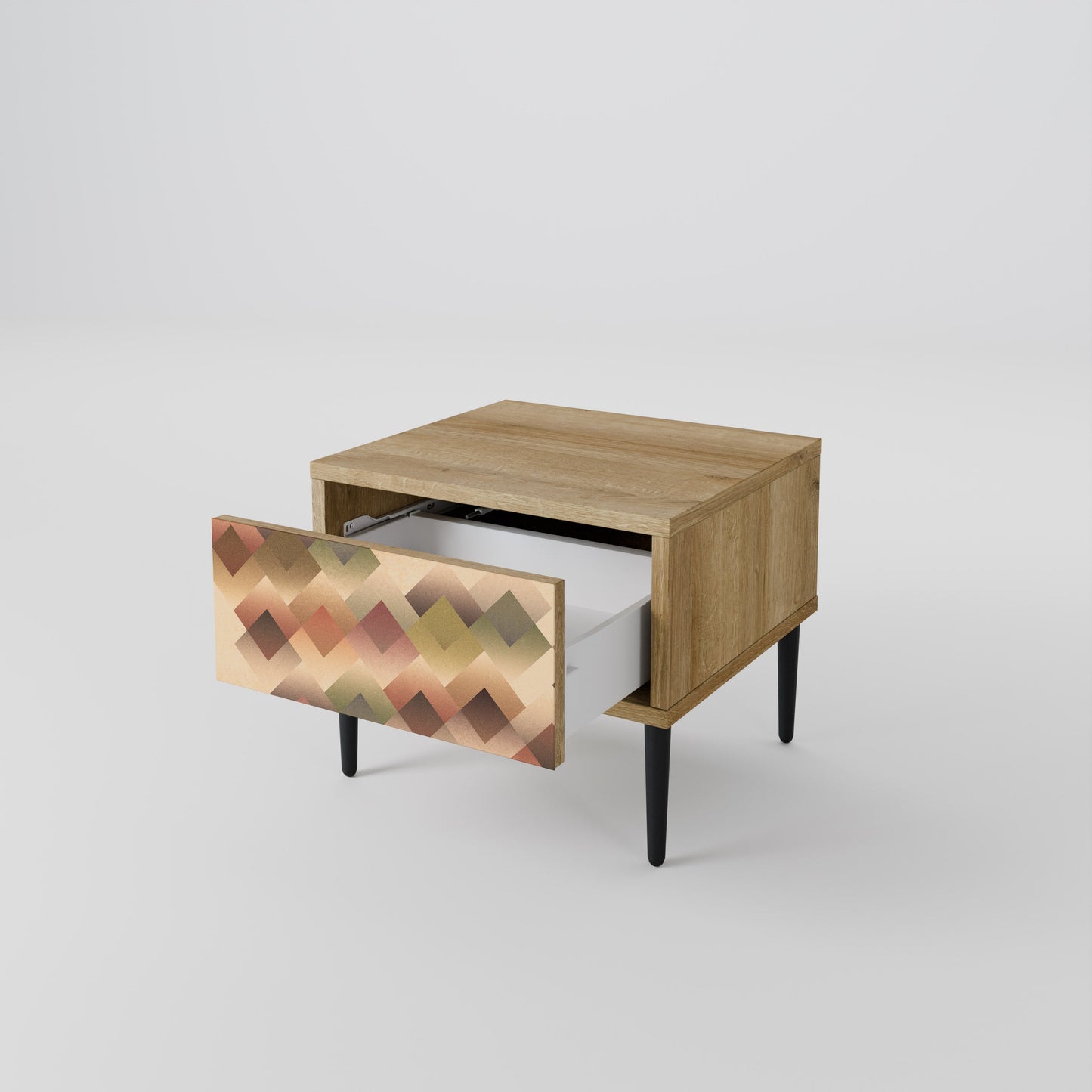 Comodino GEOMETRIC FUSION in effetto rovere