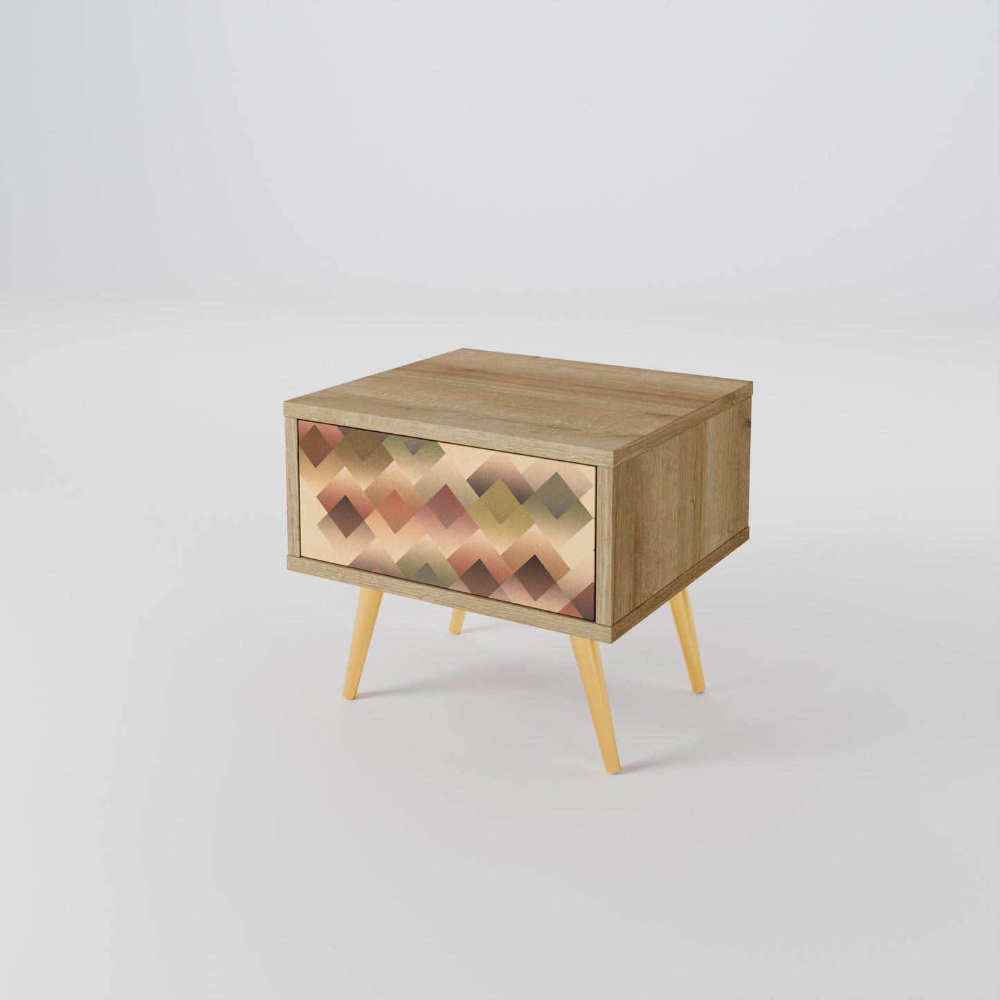 Comodino GEOMETRIC FUSION in effetto rovere