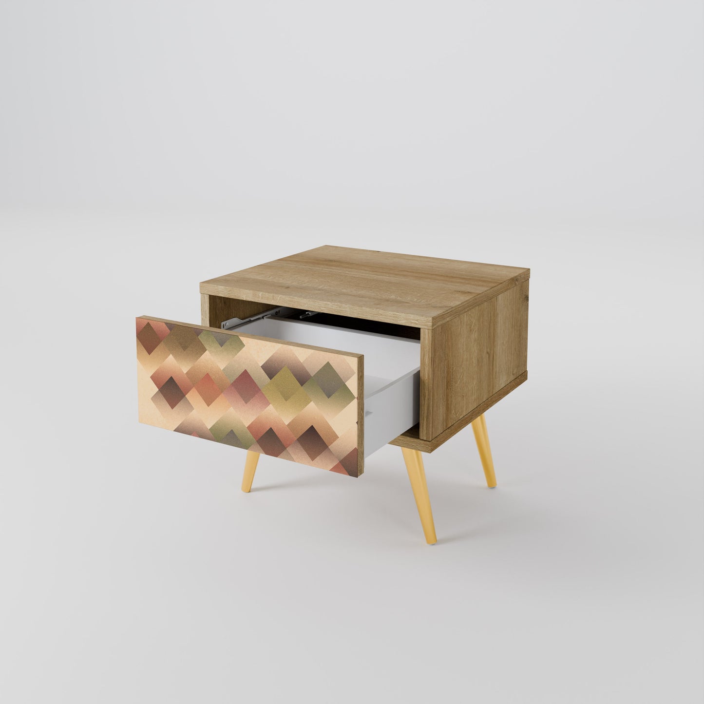 Comodino GEOMETRIC FUSION in effetto rovere