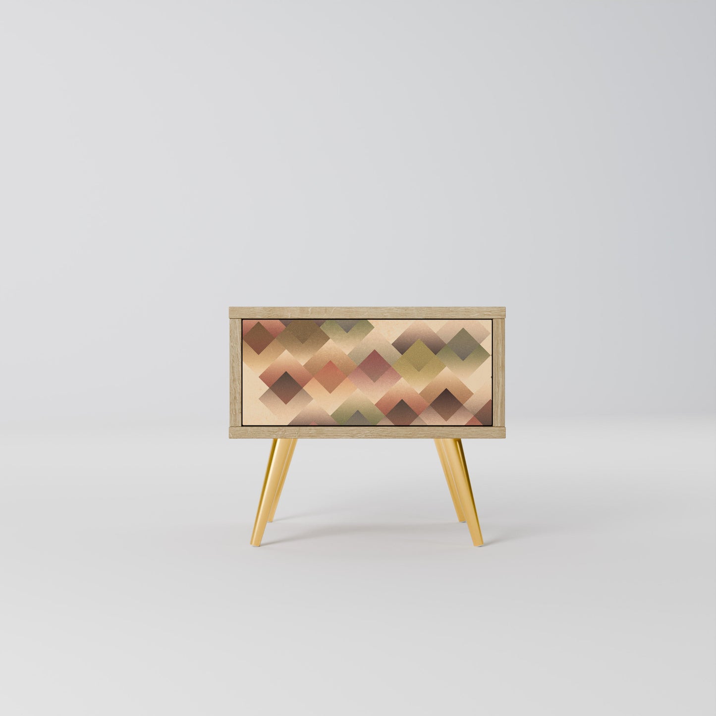 Comodino GEOMETRIC FUSION in effetto rovere