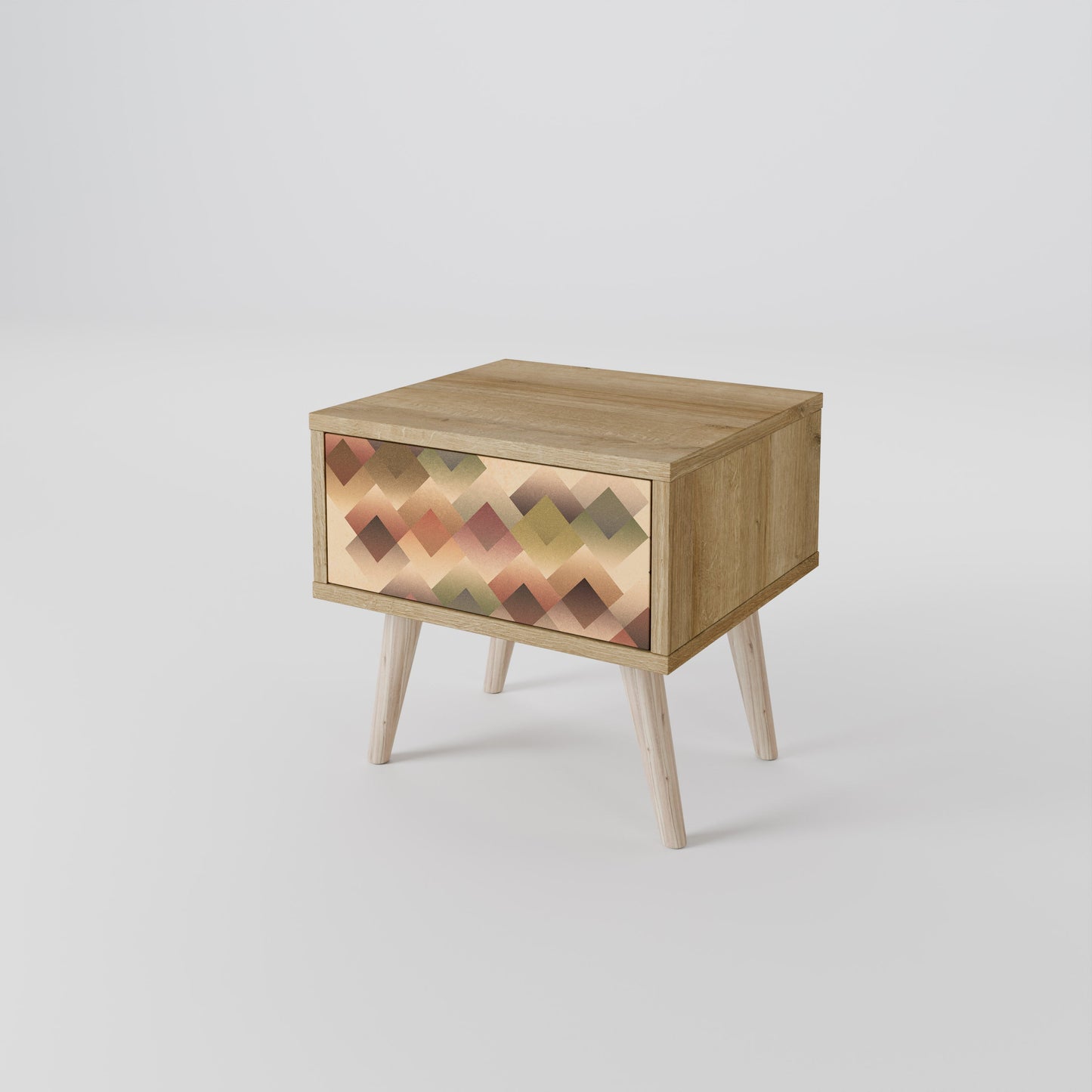 Comodino GEOMETRIC FUSION in effetto rovere