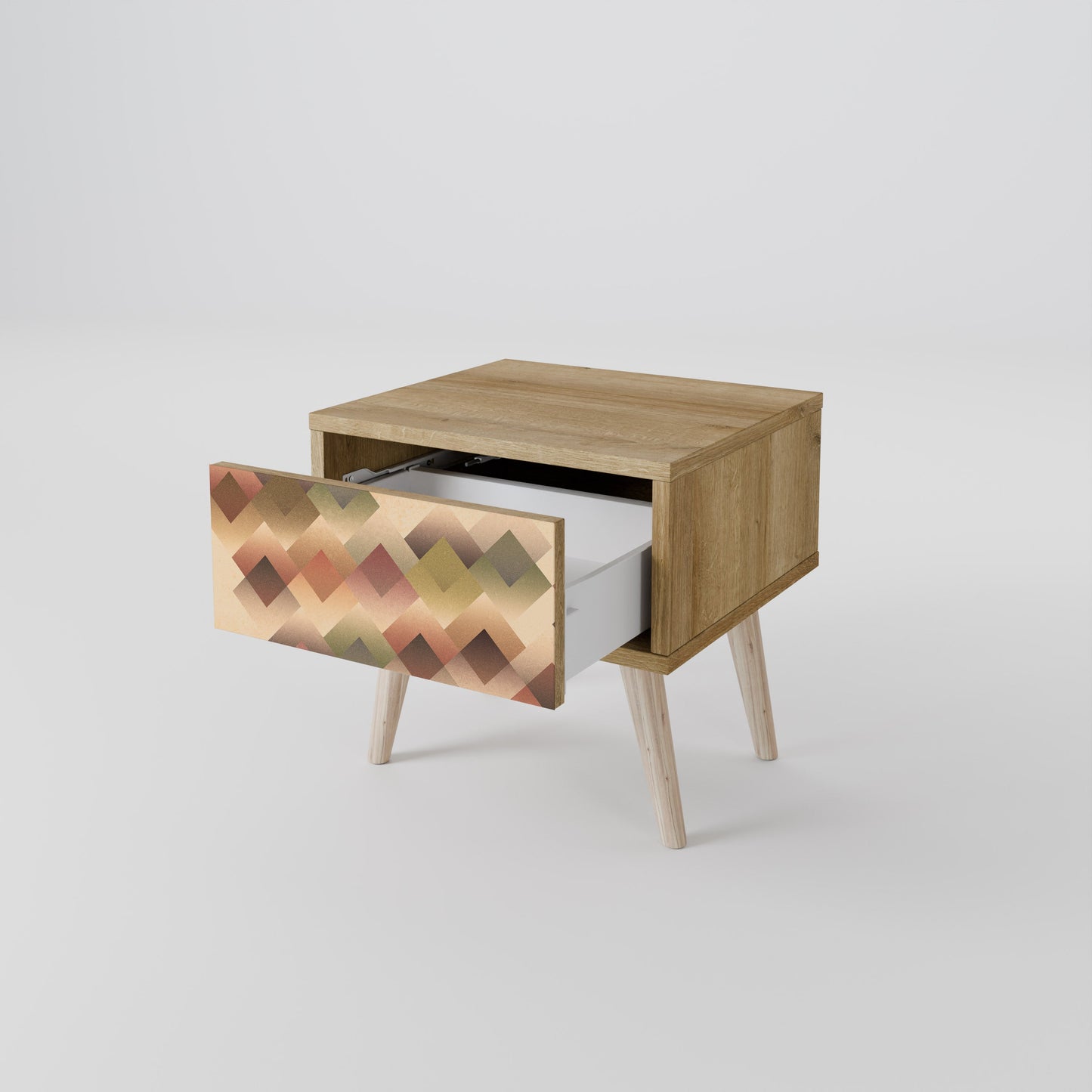 Comodino GEOMETRIC FUSION in effetto rovere