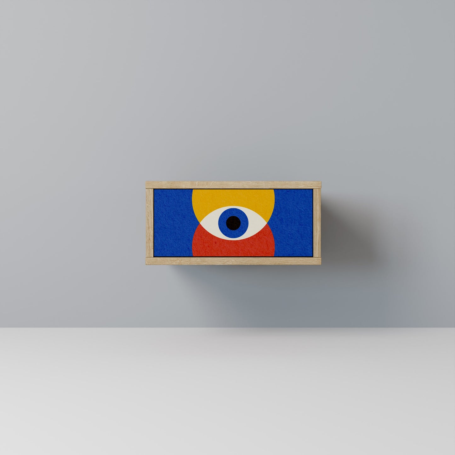 Comodino GEOMETRIC EYES in effetto rovere