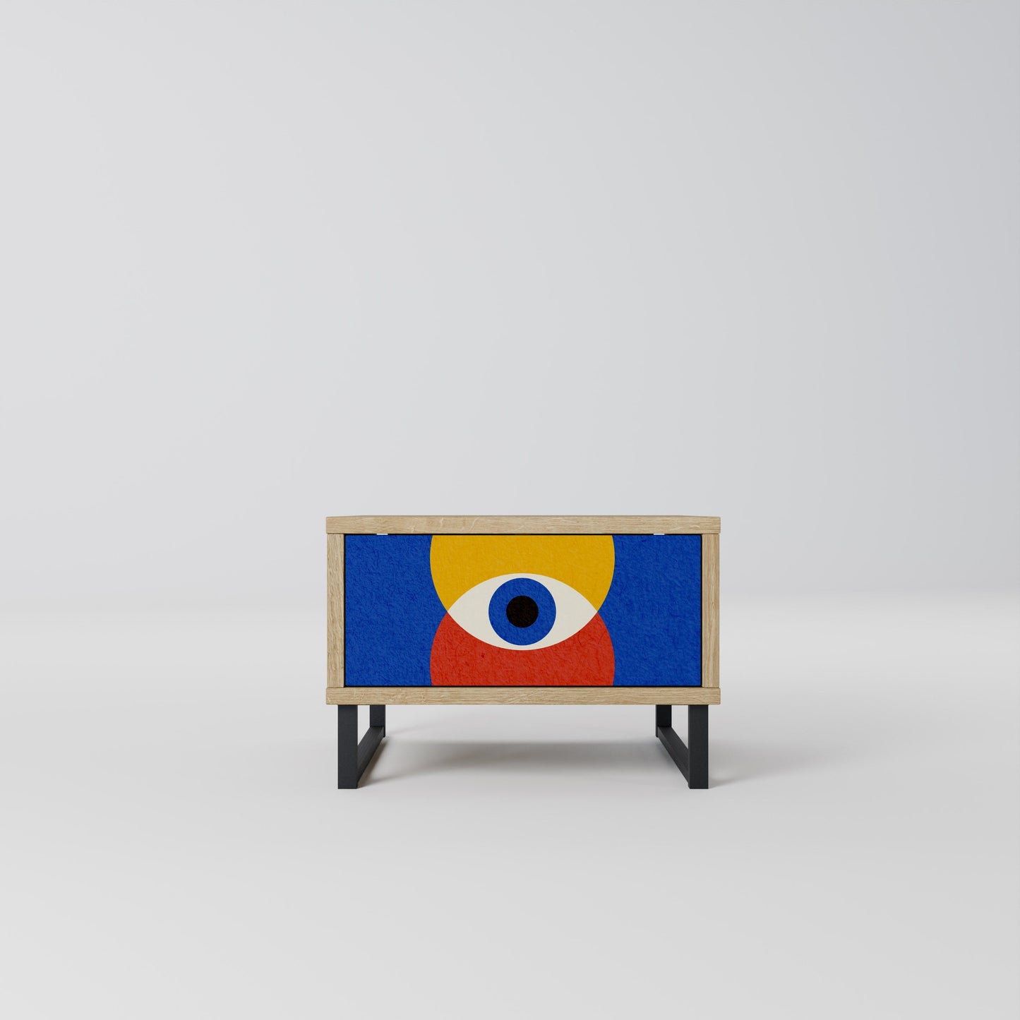 Comodino GEOMETRIC EYES in effetto rovere