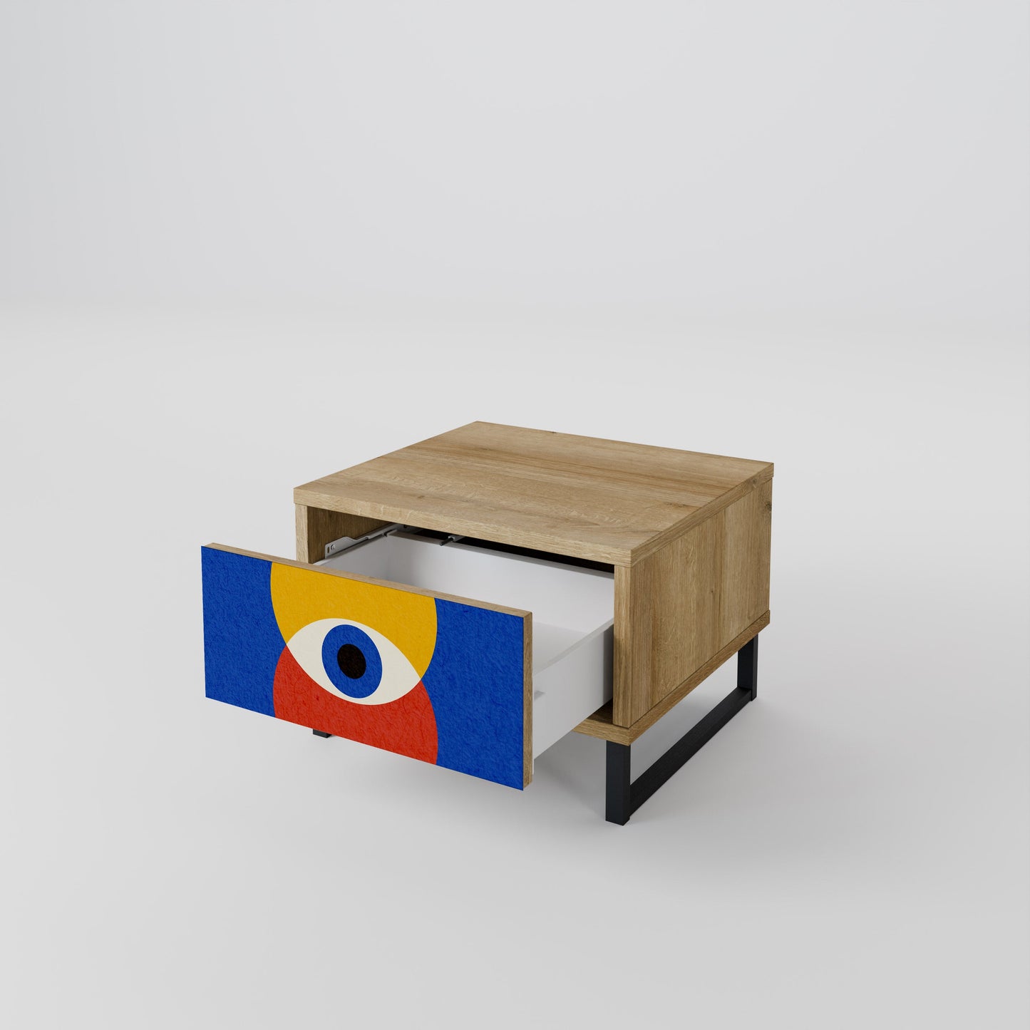 Comodino GEOMETRIC EYES in effetto rovere