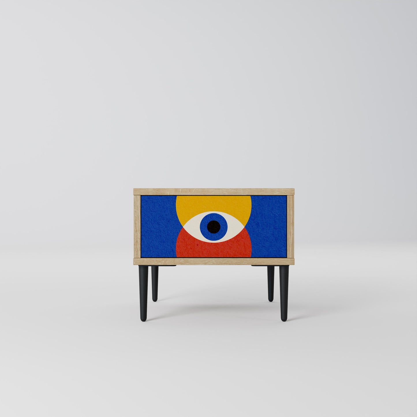 Comodino GEOMETRIC EYES in effetto rovere