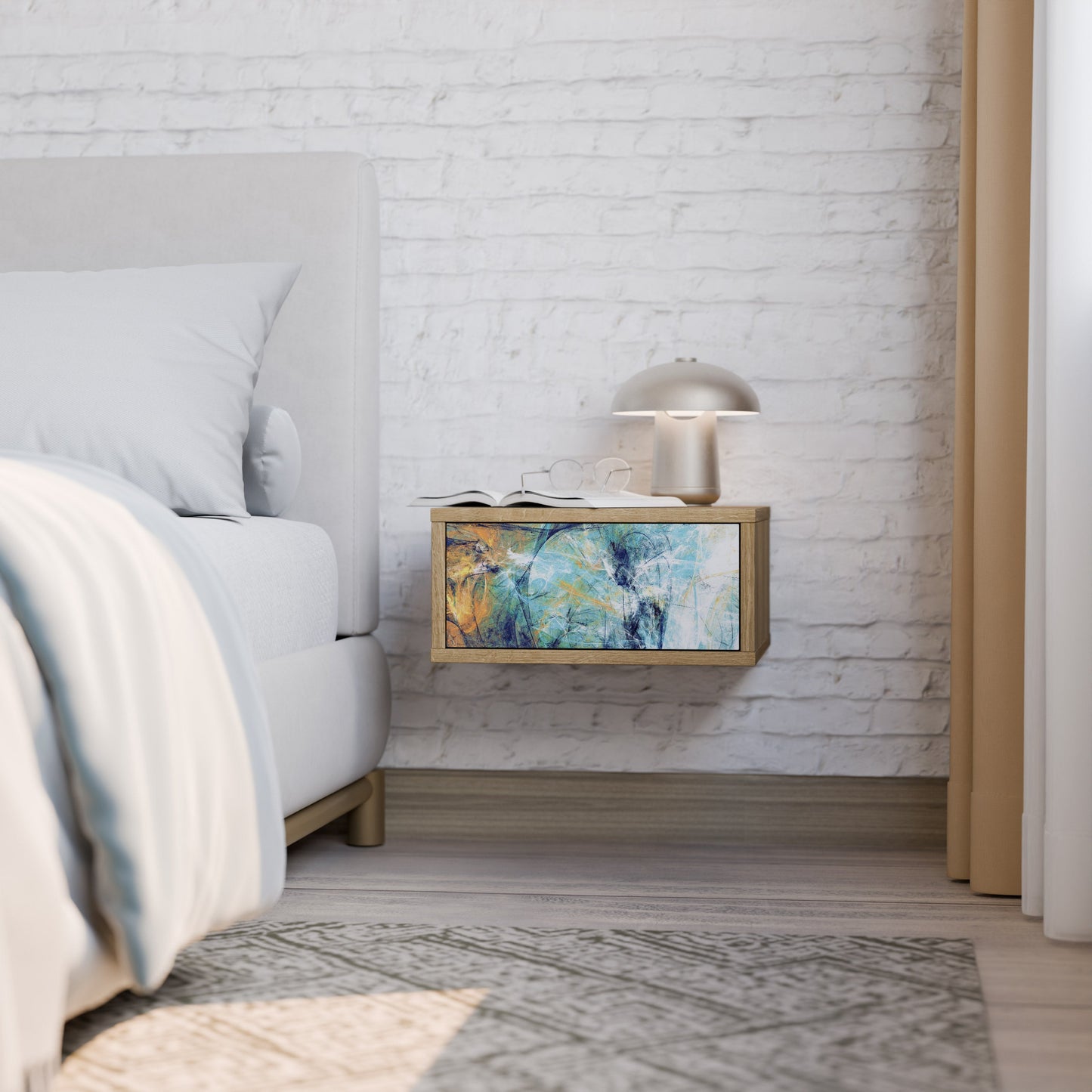 PENSIERI ASTRATTATI Comodino effetto rovere