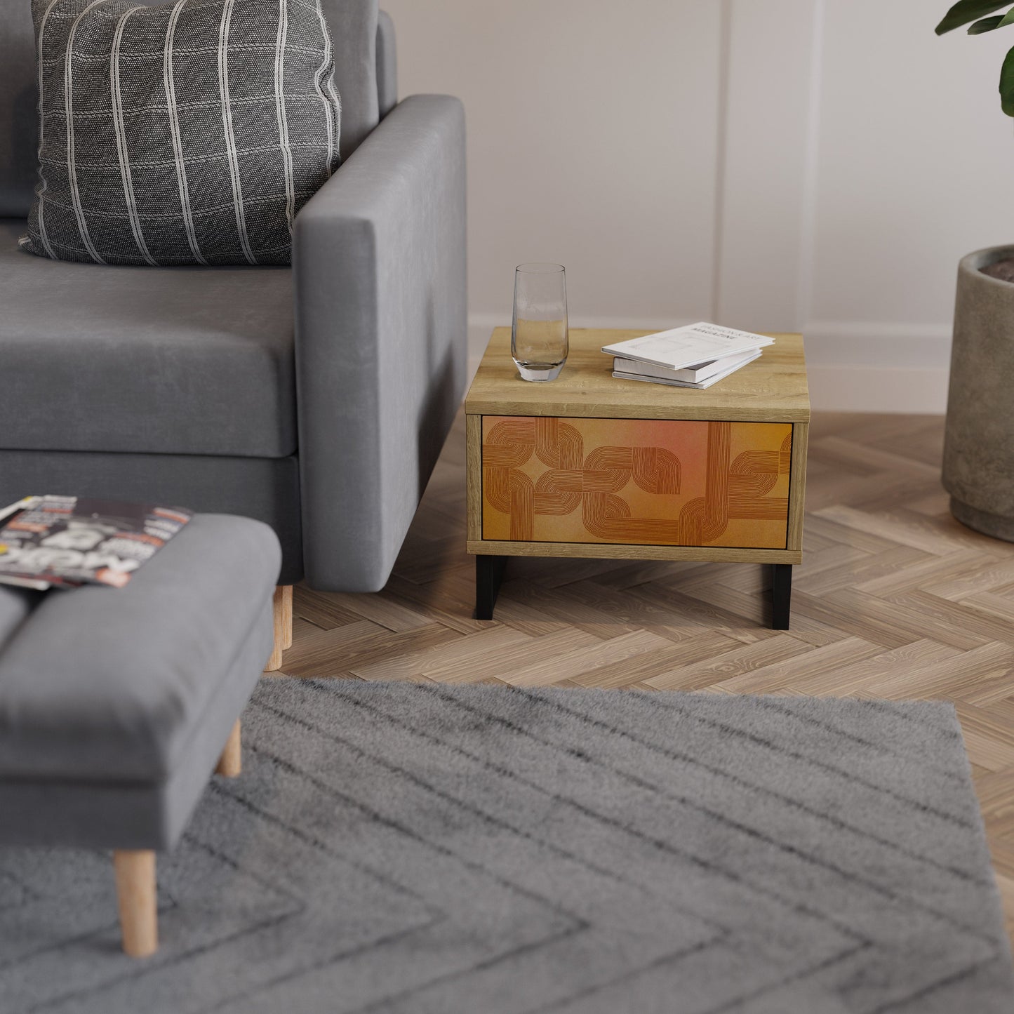 RAFFORZARE LA RELAZIONE Comodino effetto rovere