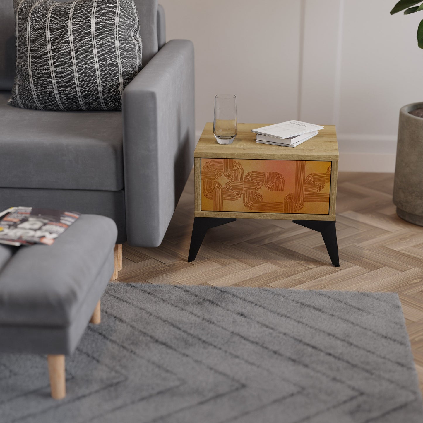 RAFFORZARE LA RELAZIONE Comodino effetto rovere