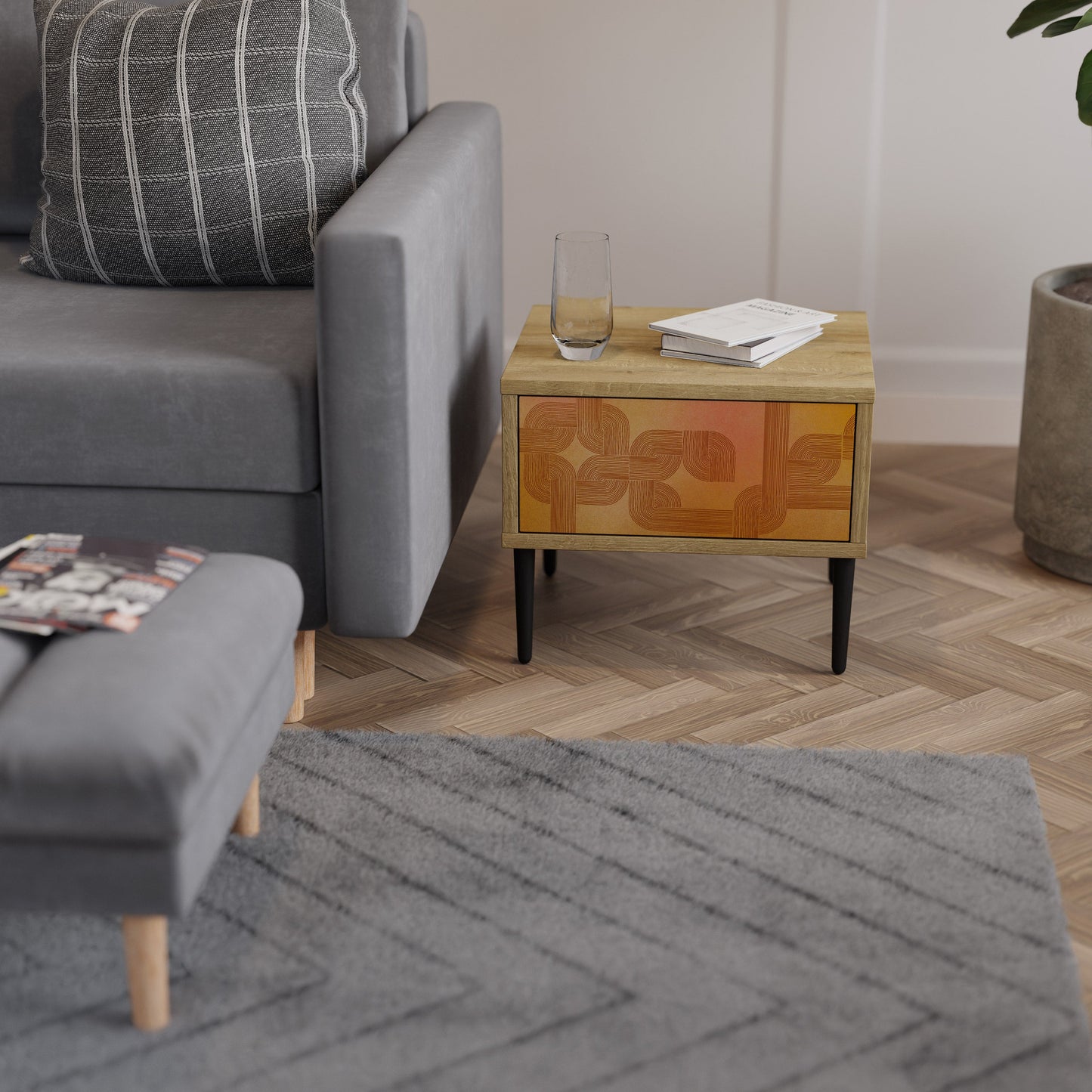 RAFFORZARE LA RELAZIONE Comodino effetto rovere