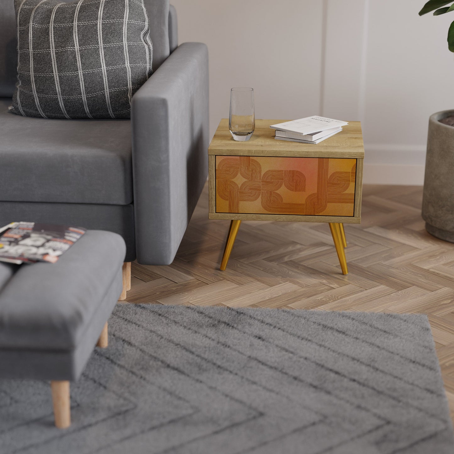 RAFFORZARE LA RELAZIONE Comodino effetto rovere