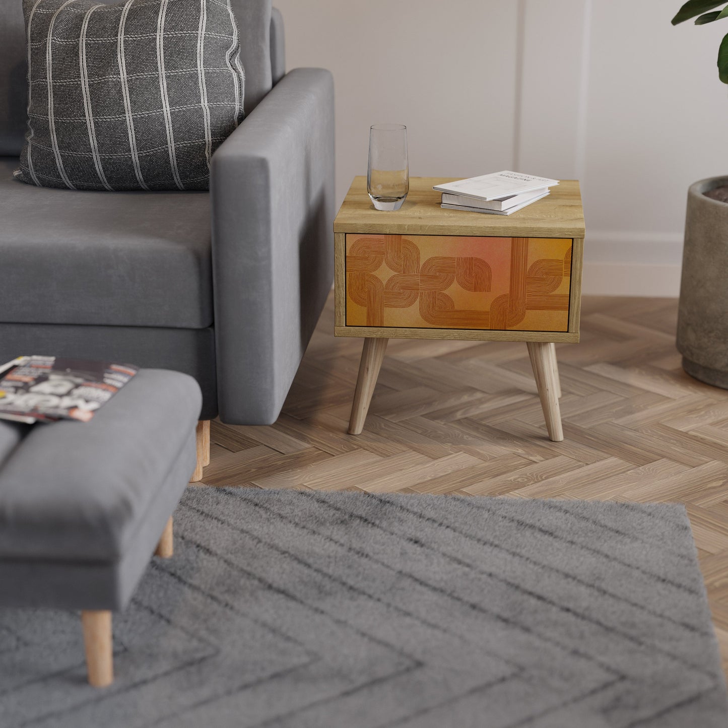 RAFFORZARE LA RELAZIONE Comodino effetto rovere