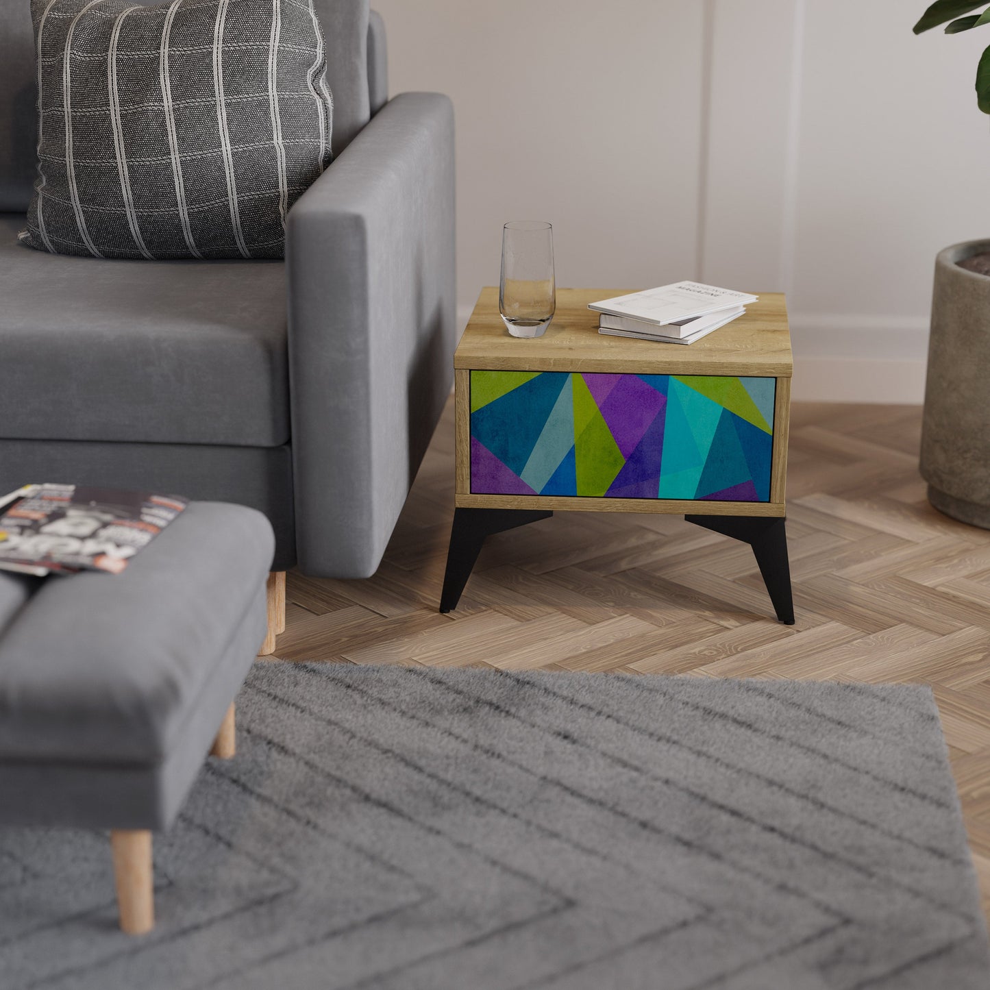 COLD SHOWCASE Comodino in effetto rovere