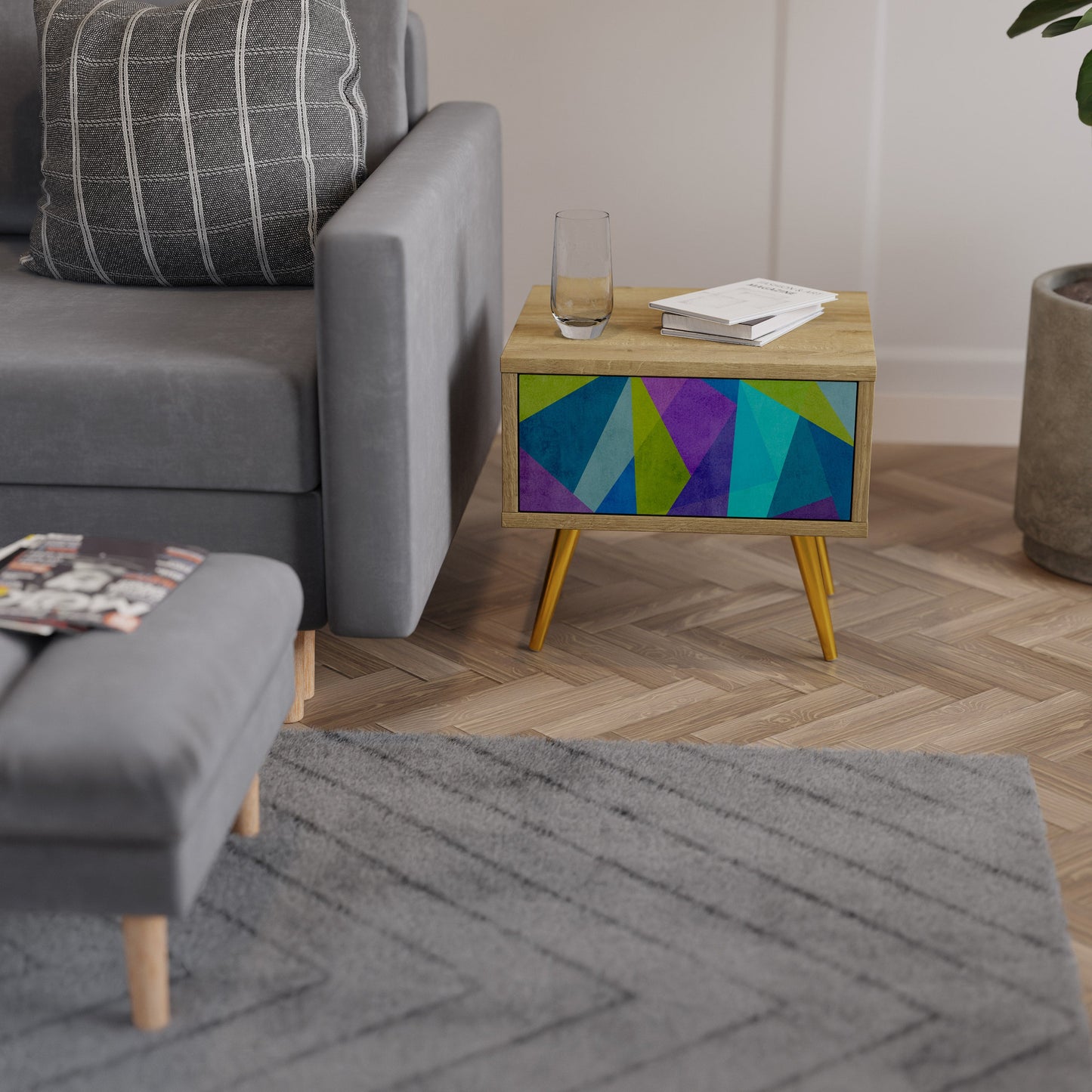 COLD SHOWCASE Comodino in effetto rovere
