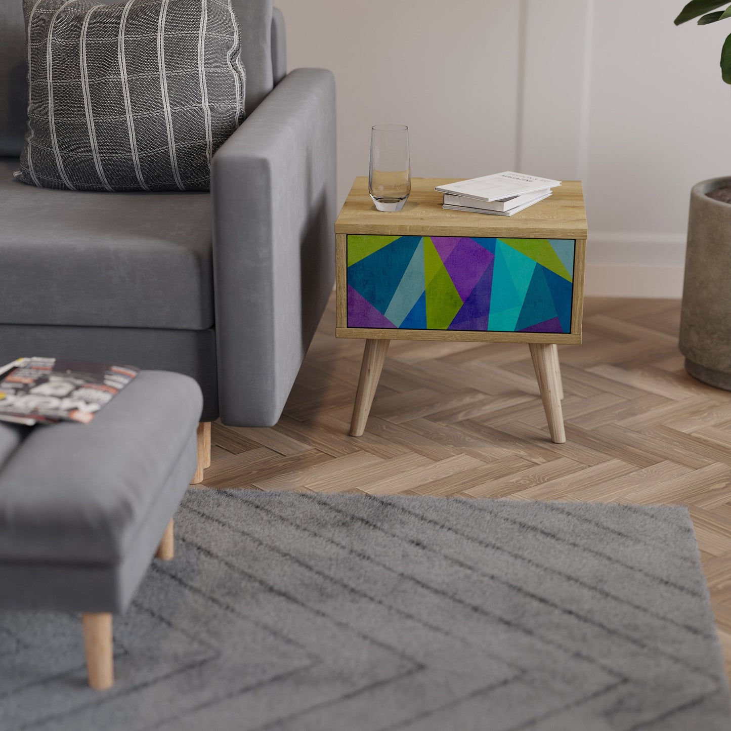 COLD SHOWCASE Comodino in effetto rovere