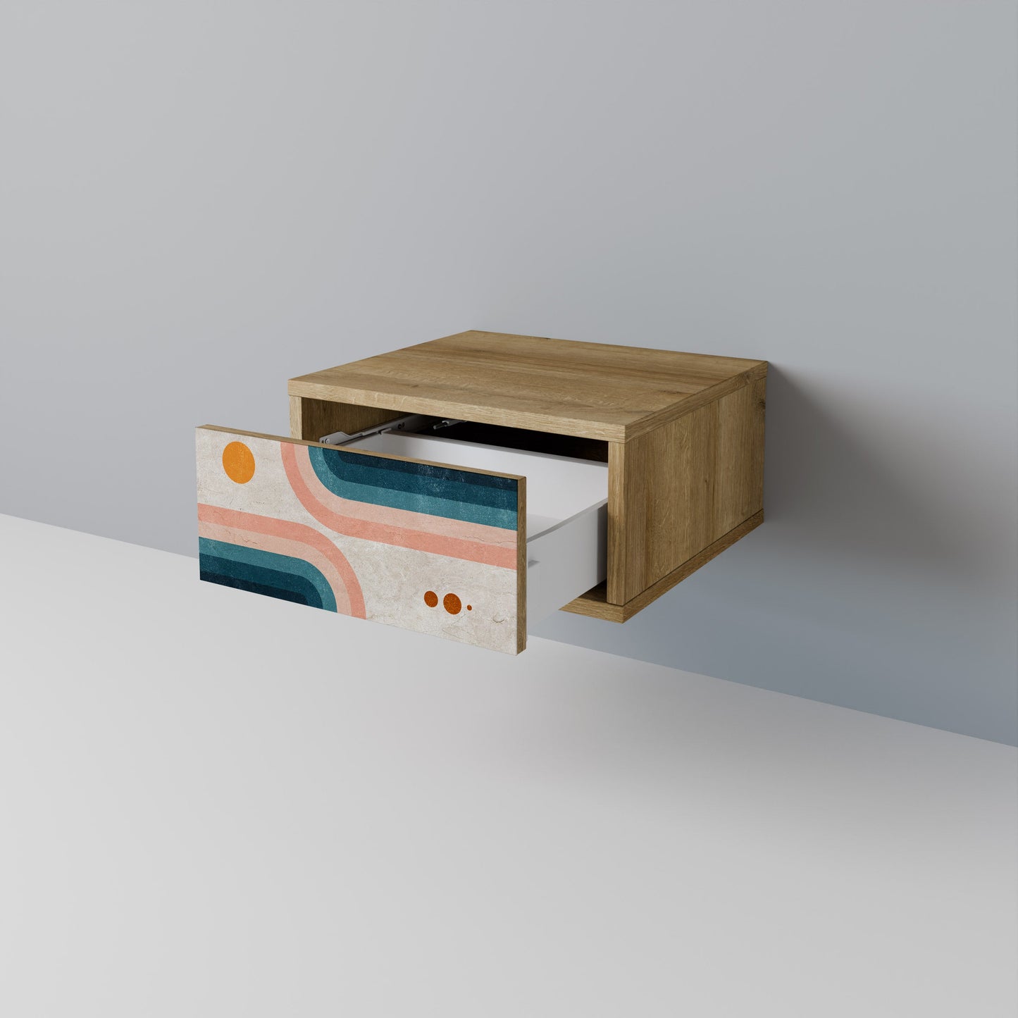 Comodino TWO HALVES in effetto rovere