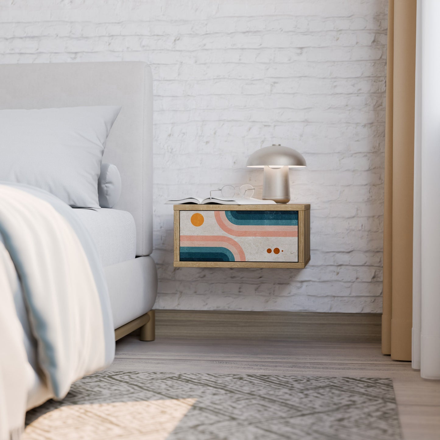 Comodino TWO HALVES in effetto rovere