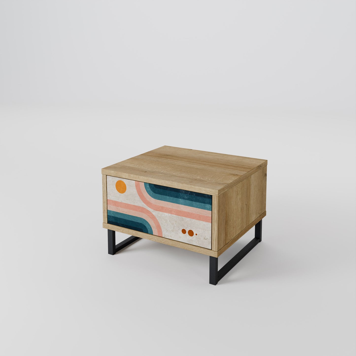 Comodino TWO HALVES in effetto rovere
