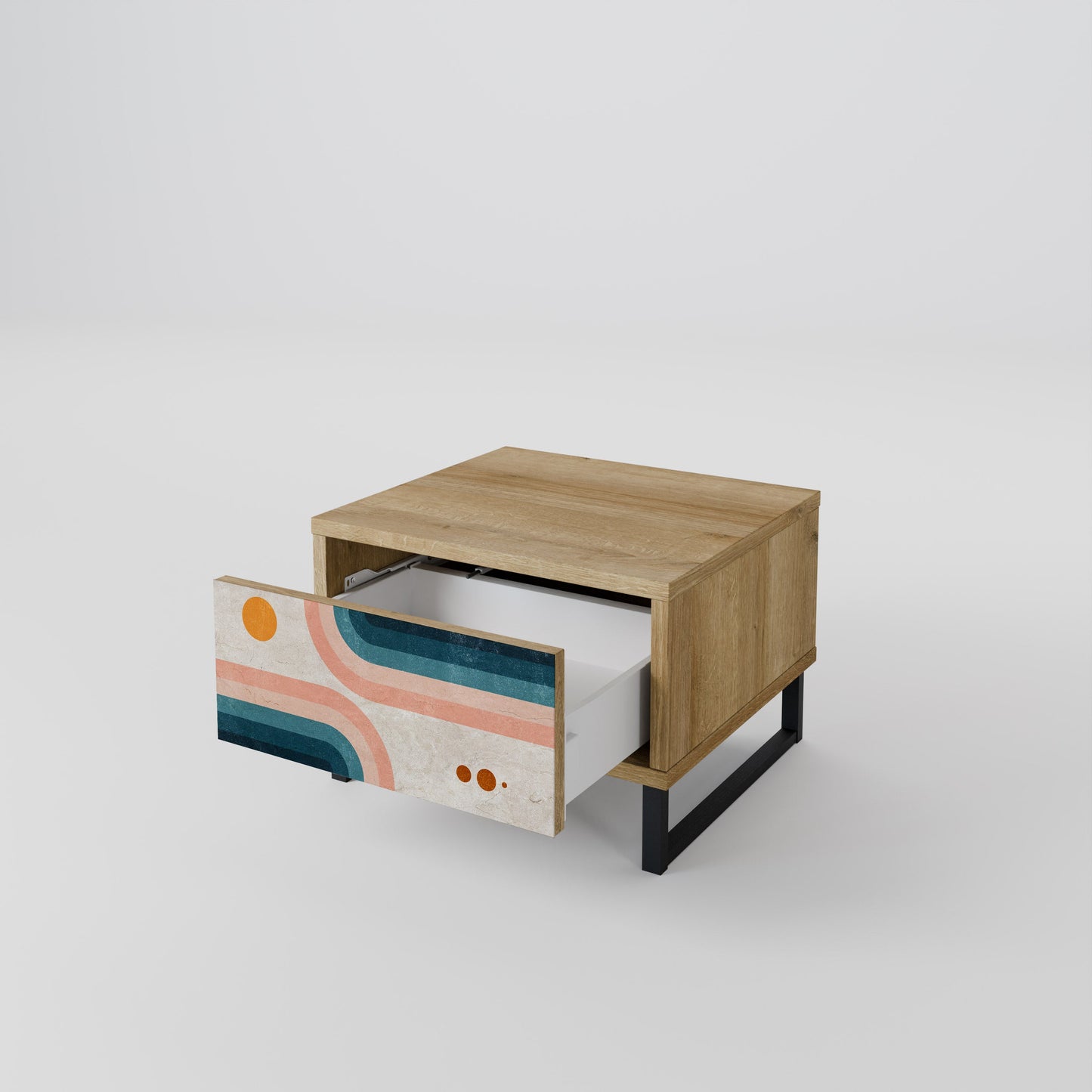 Comodino TWO HALVES in effetto rovere