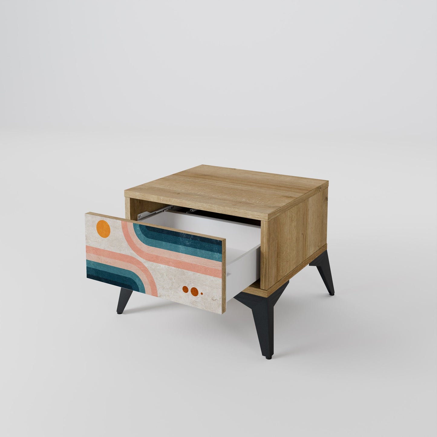 Comodino TWO HALVES in effetto rovere
