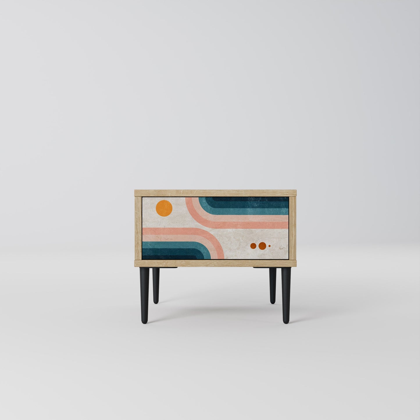 Comodino TWO HALVES in effetto rovere