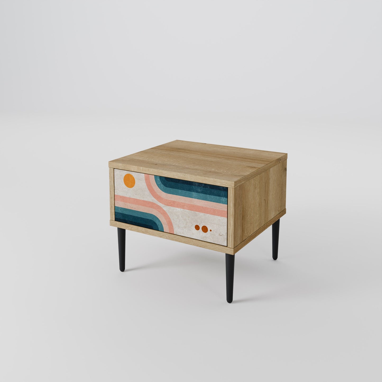 Comodino TWO HALVES in effetto rovere