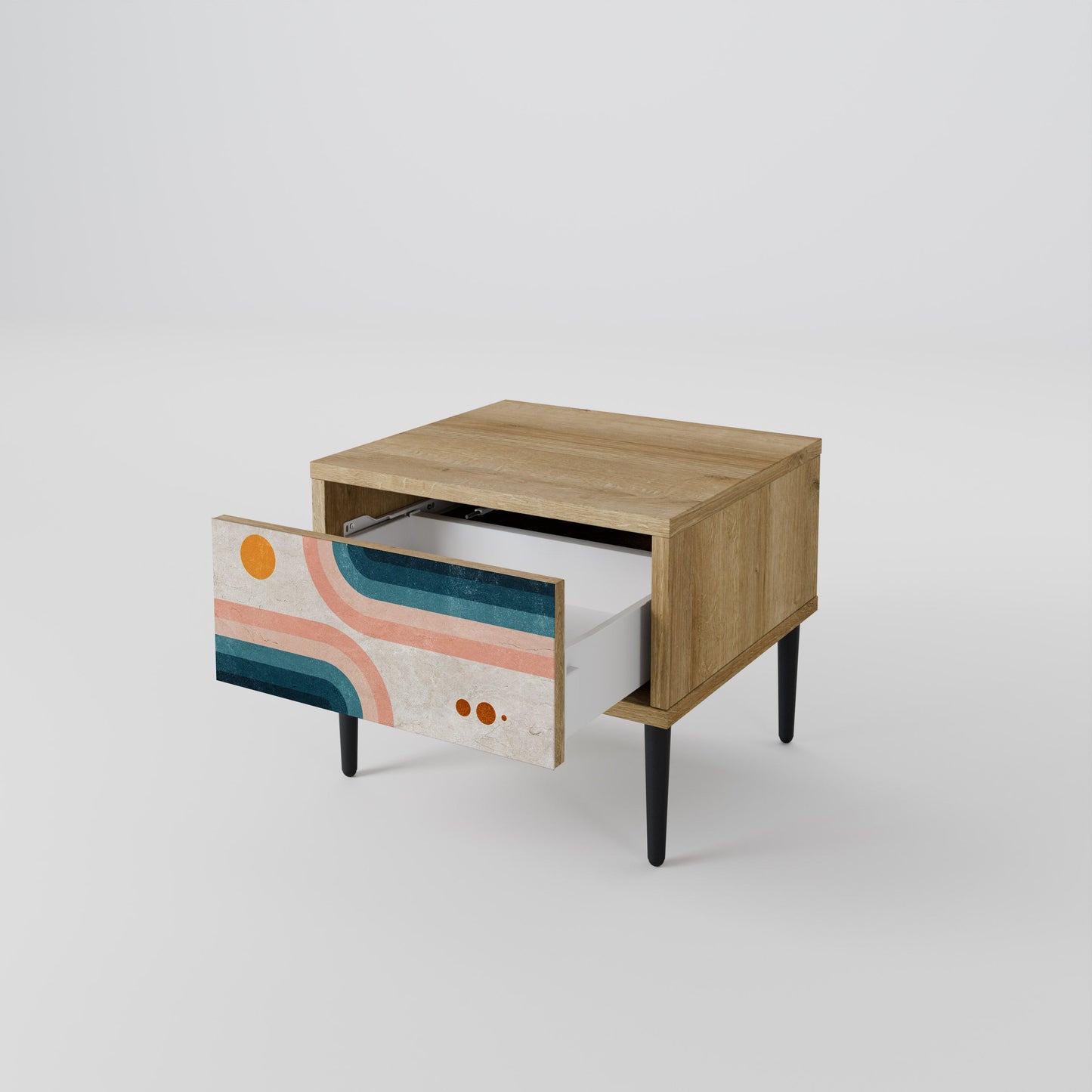 Comodino TWO HALVES in effetto rovere