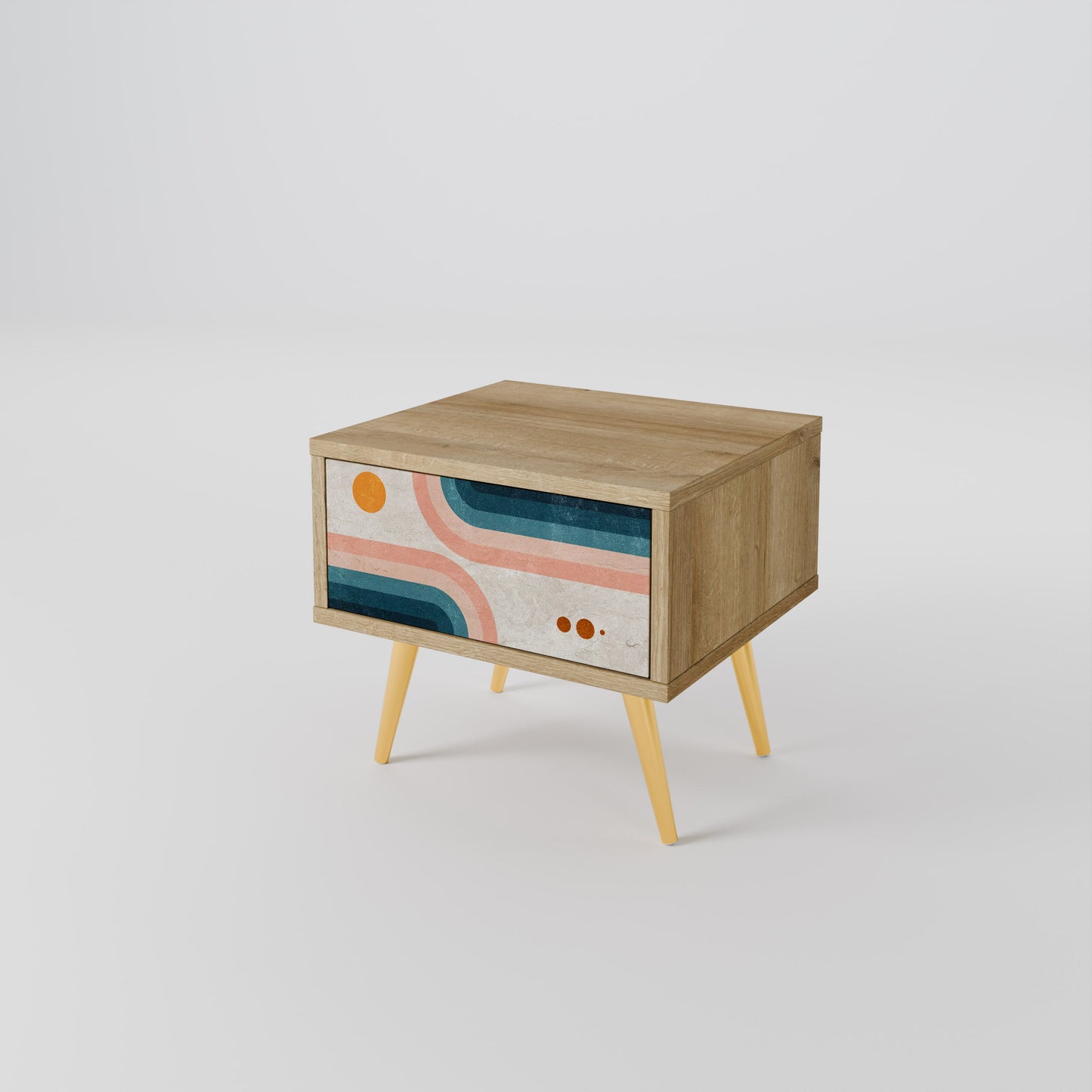 Comodino TWO HALVES in effetto rovere