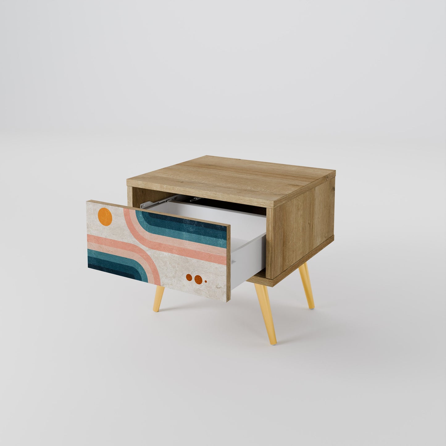 Comodino TWO HALVES in effetto rovere