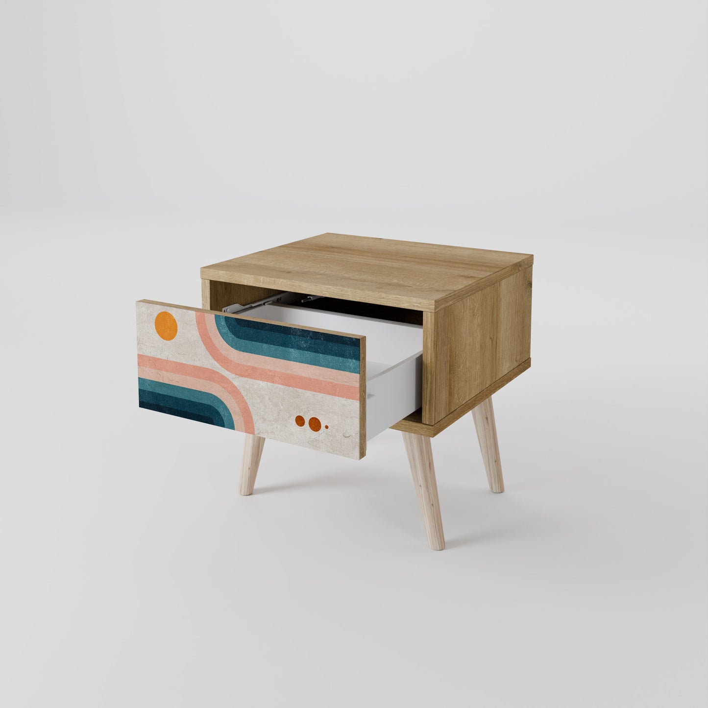 Comodino TWO HALVES in effetto rovere