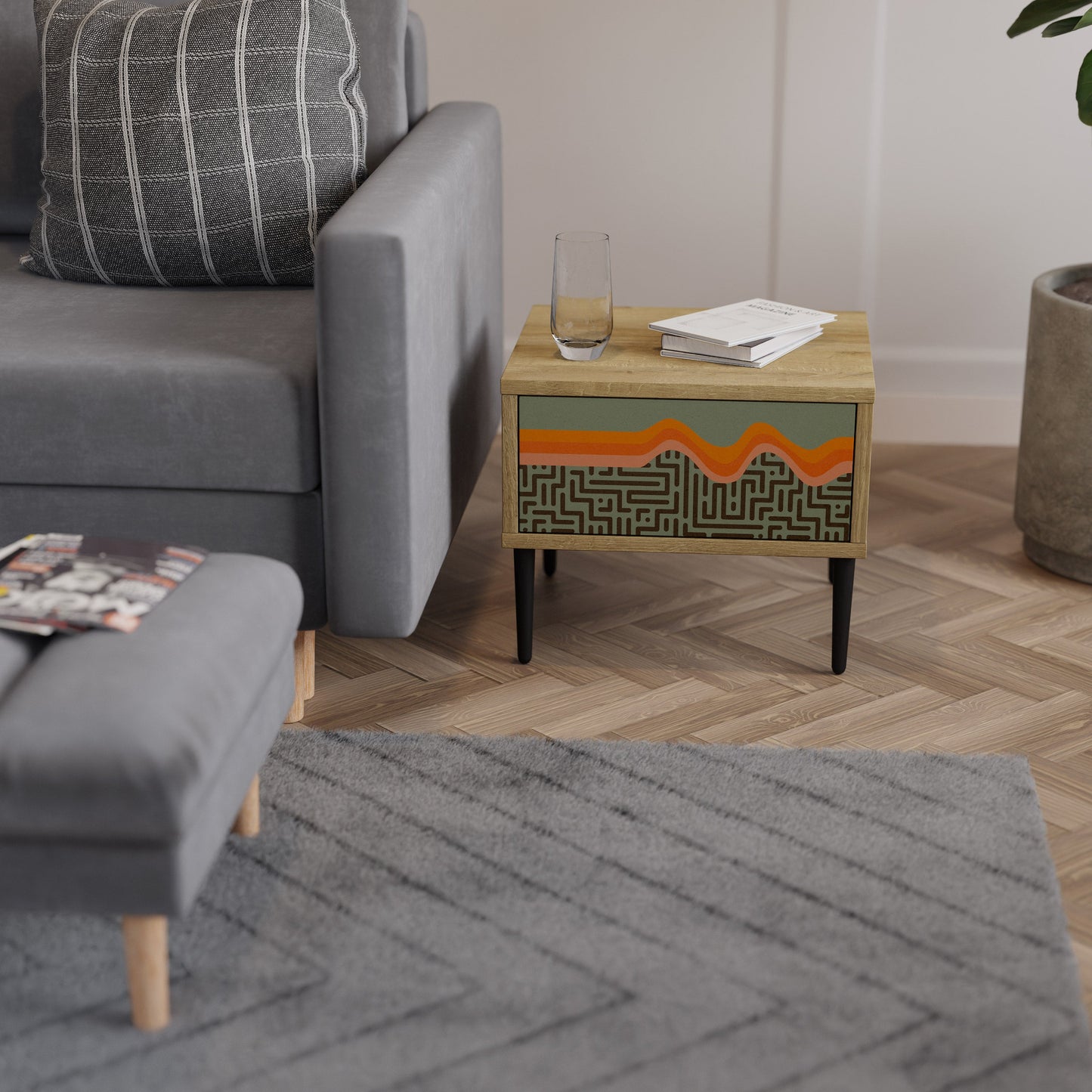 SOLUZIONI SEMPLICI Comodino effetto rovere