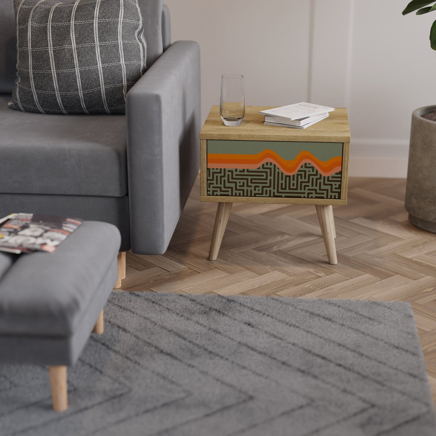 SOLUZIONI SEMPLICI Comodino effetto rovere