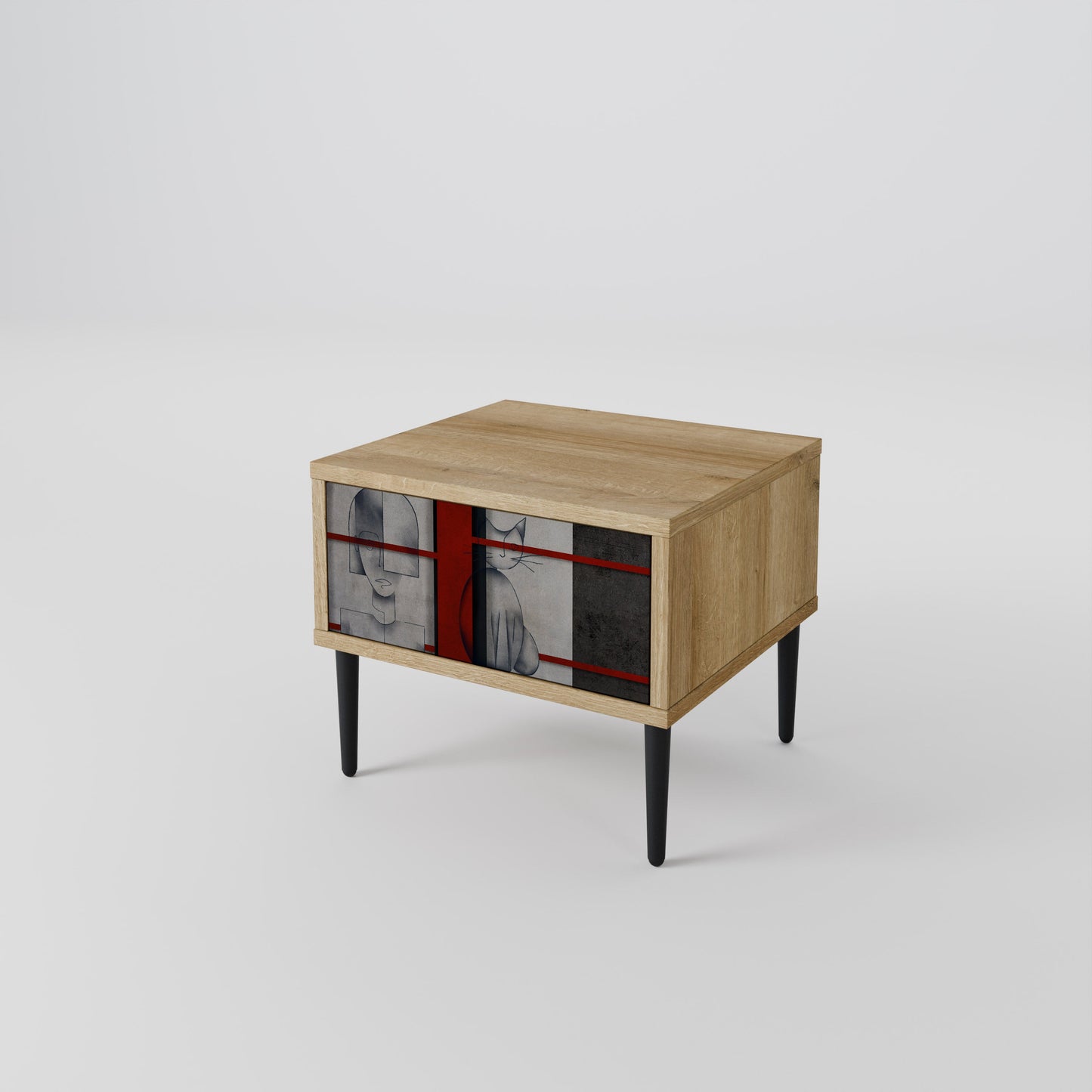 Comodino GRAY FIGURES in effetto rovere