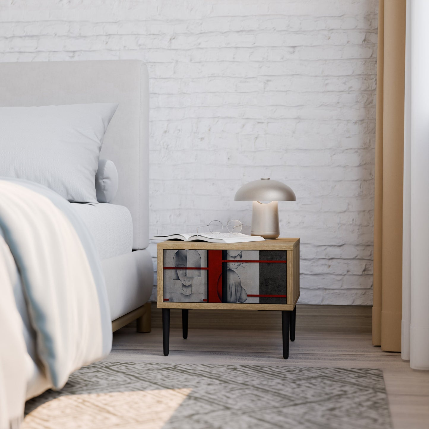 Comodino GRAY FIGURES in effetto rovere