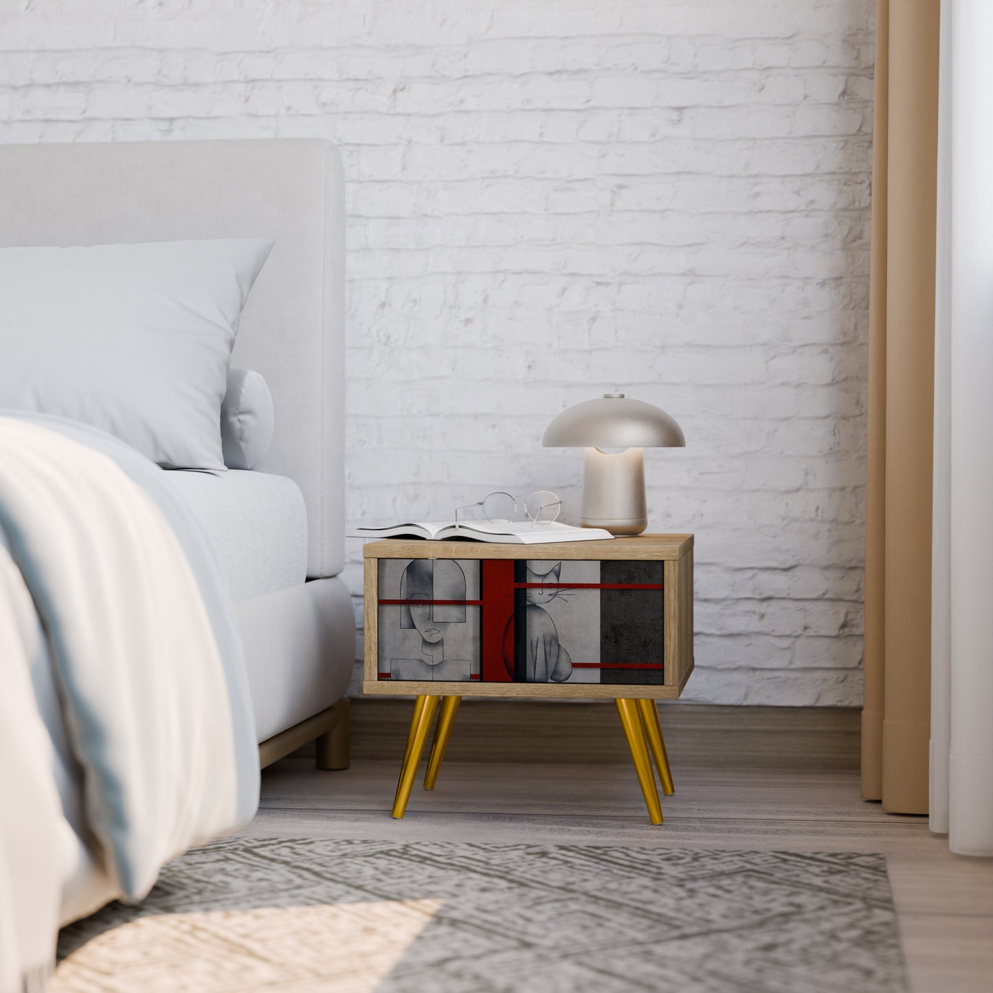 Comodino GRAY FIGURES in effetto rovere