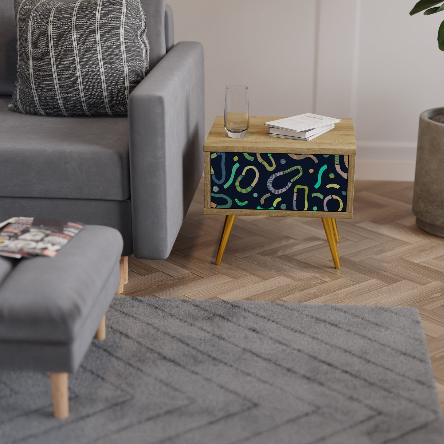 Comodino CONTRAST DANCE in effetto rovere