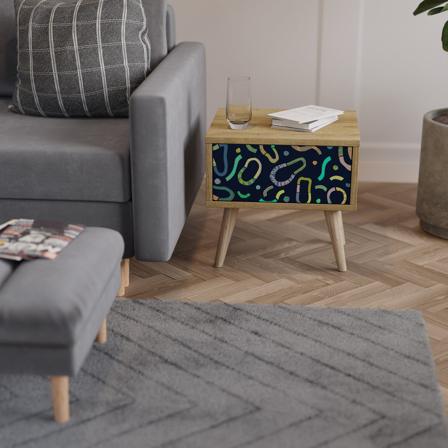 Comodino CONTRAST DANCE in effetto rovere