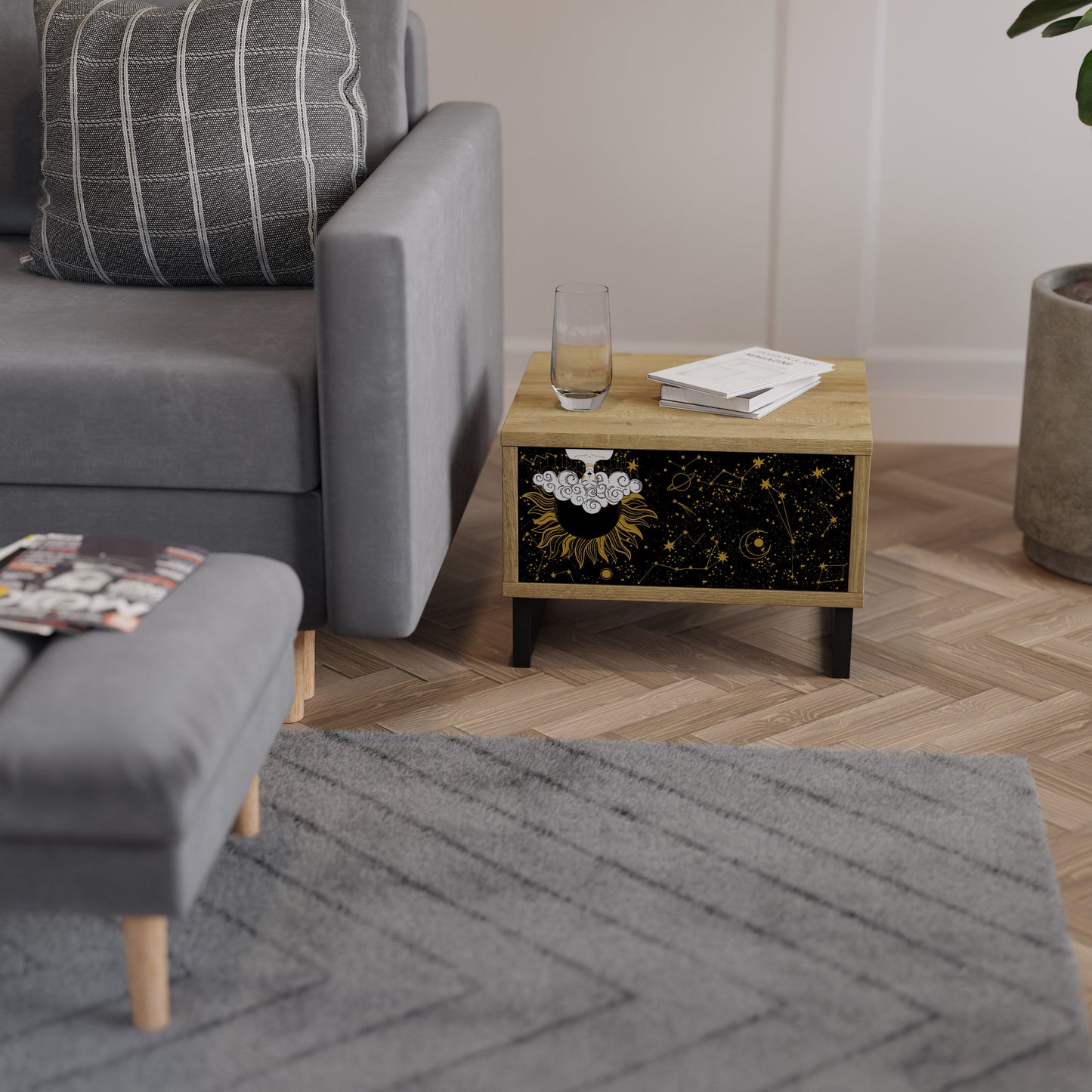 STELLAR CONSTELLATIONS Comodino in effetto rovere